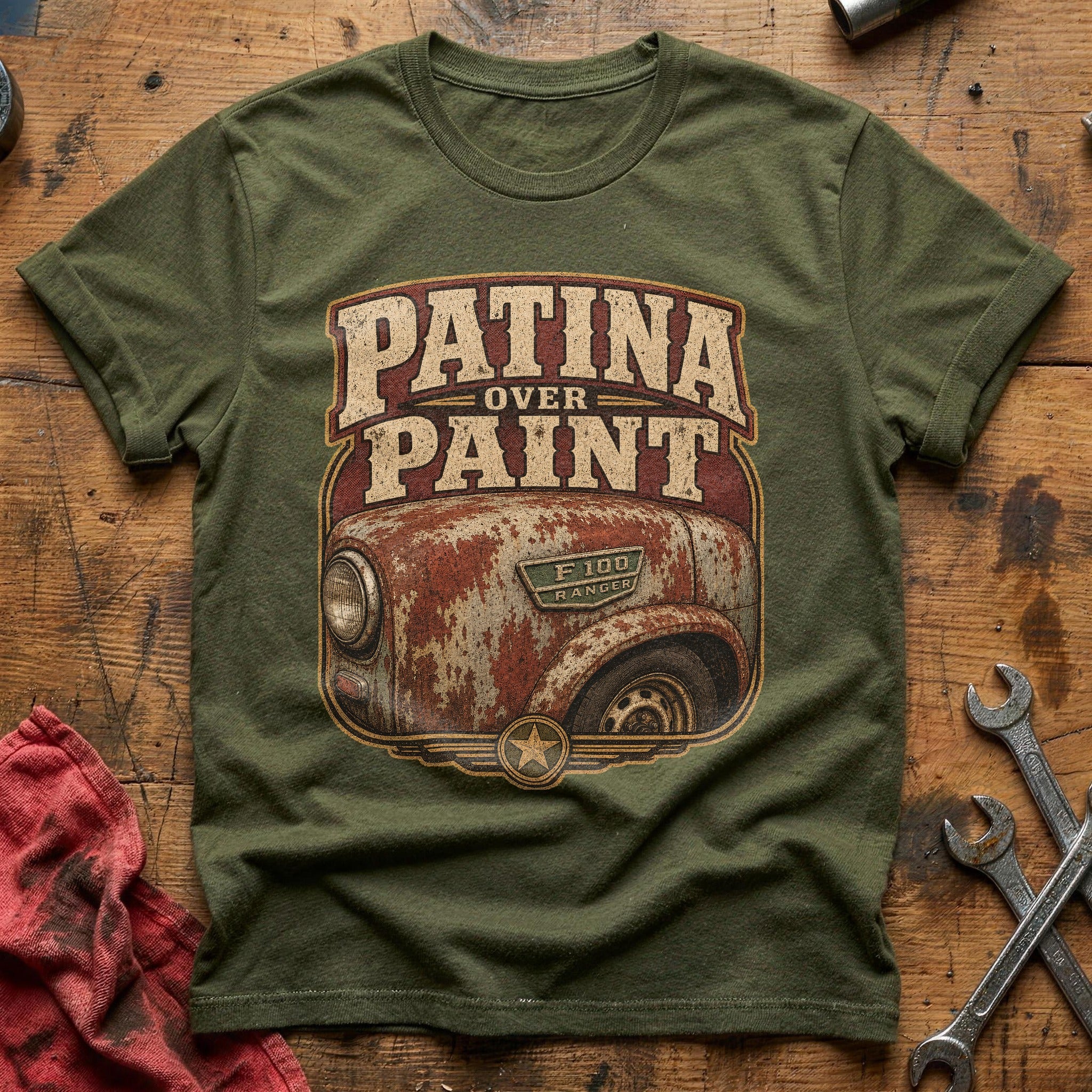 Patina Over Paint T-Shirt - Military Green