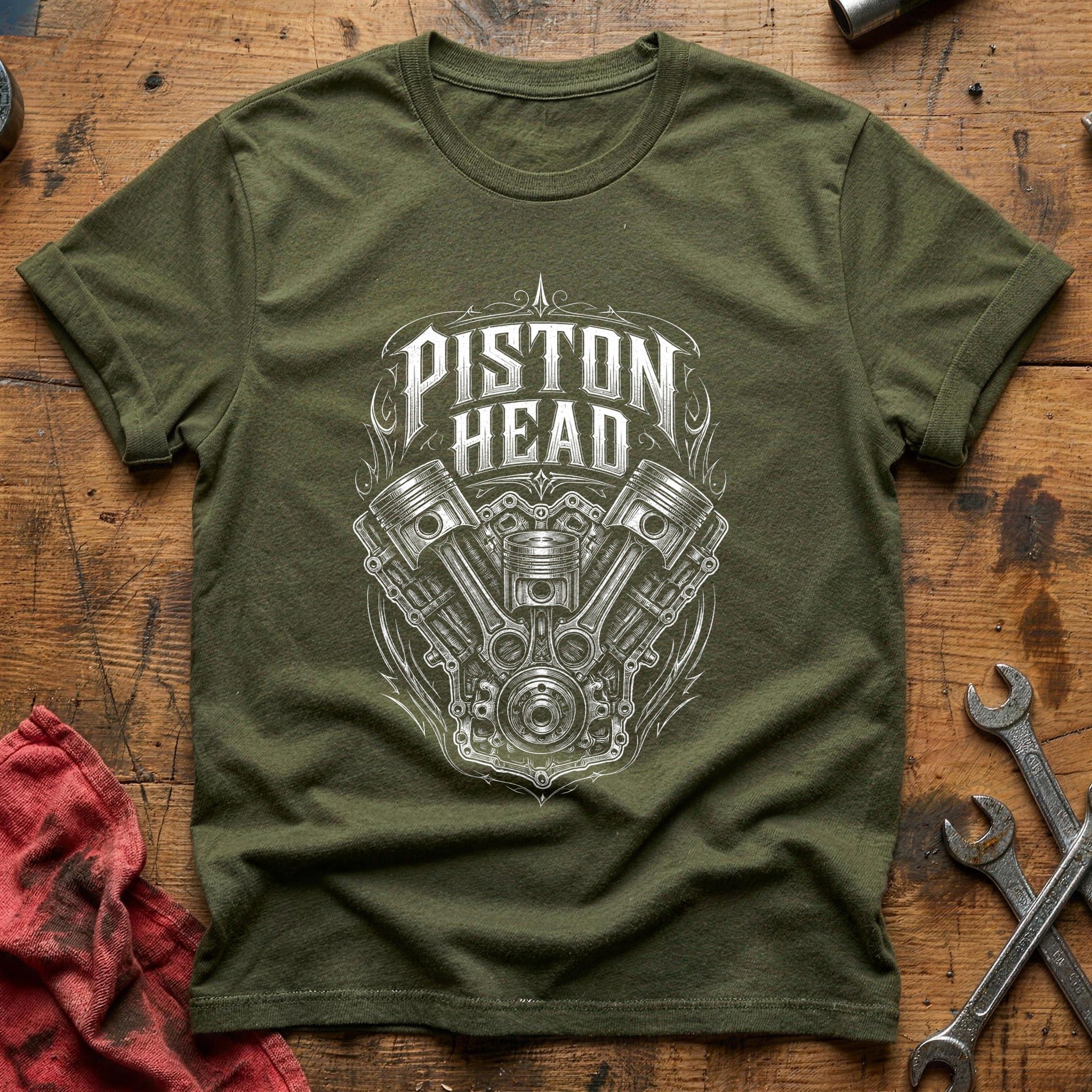 Piston Head Blackwork 78 T-Shirt - Military Green