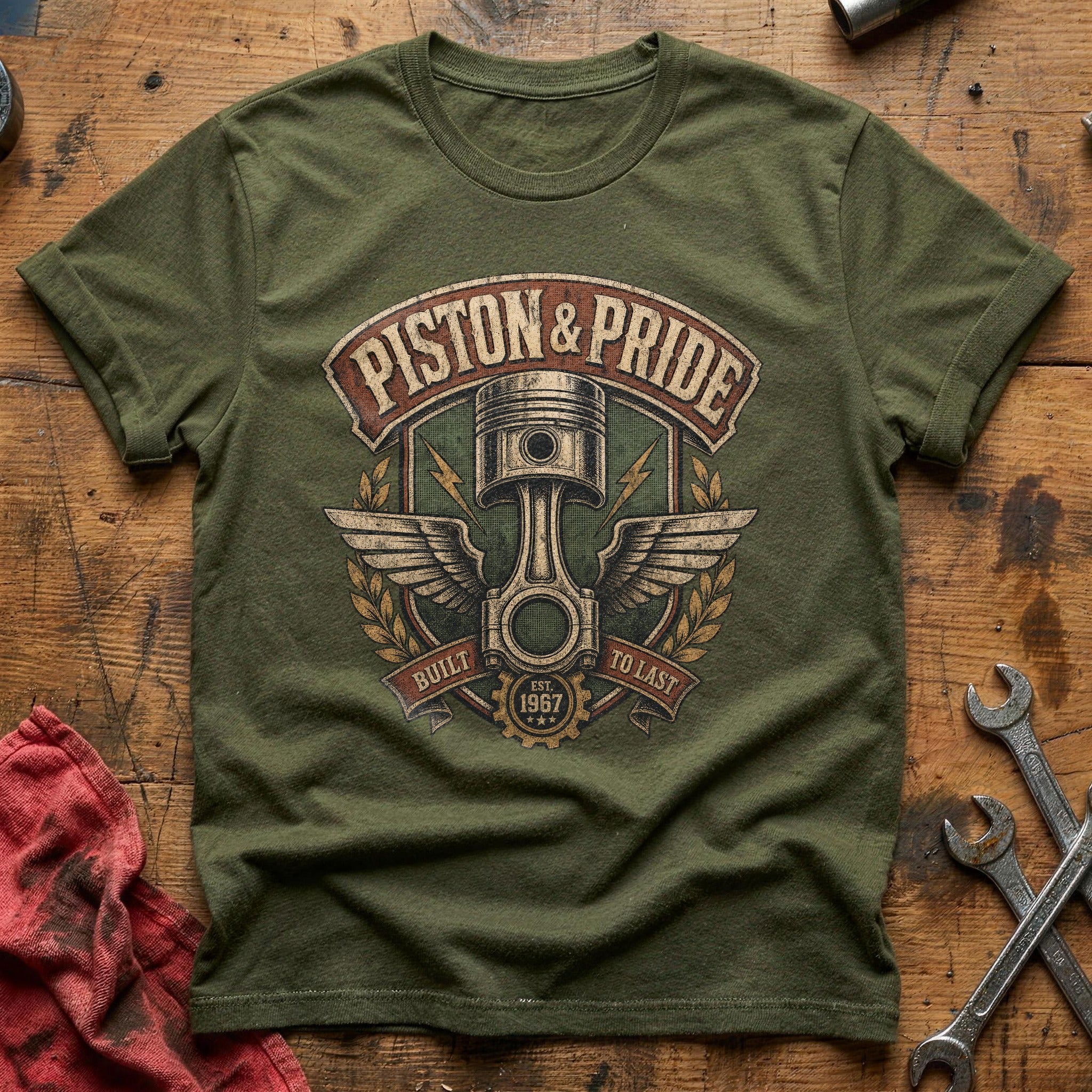 Piston & Pride T-Shirt - Military Green