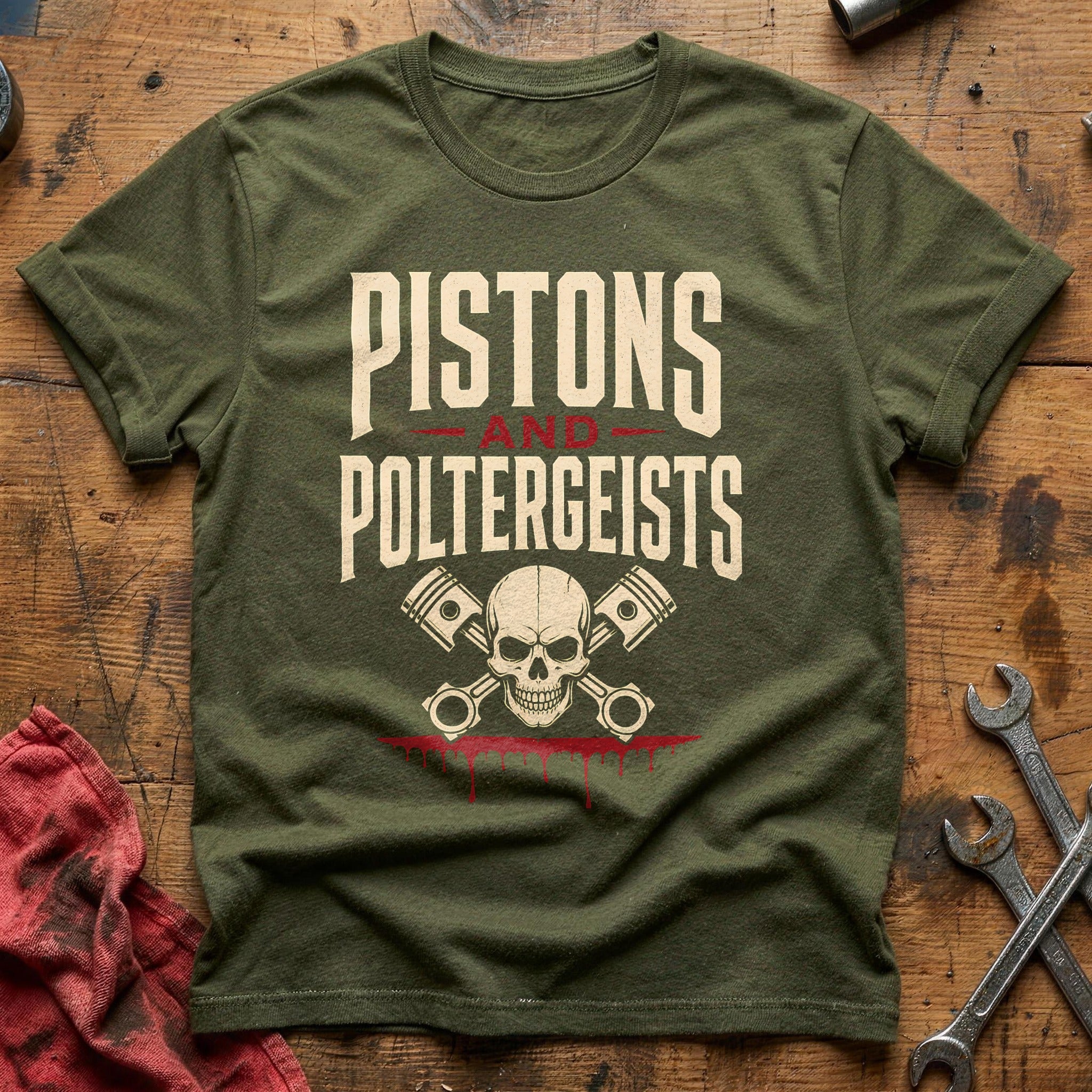 Pistons And Poltergeists 78 T-Shirt - Military Green