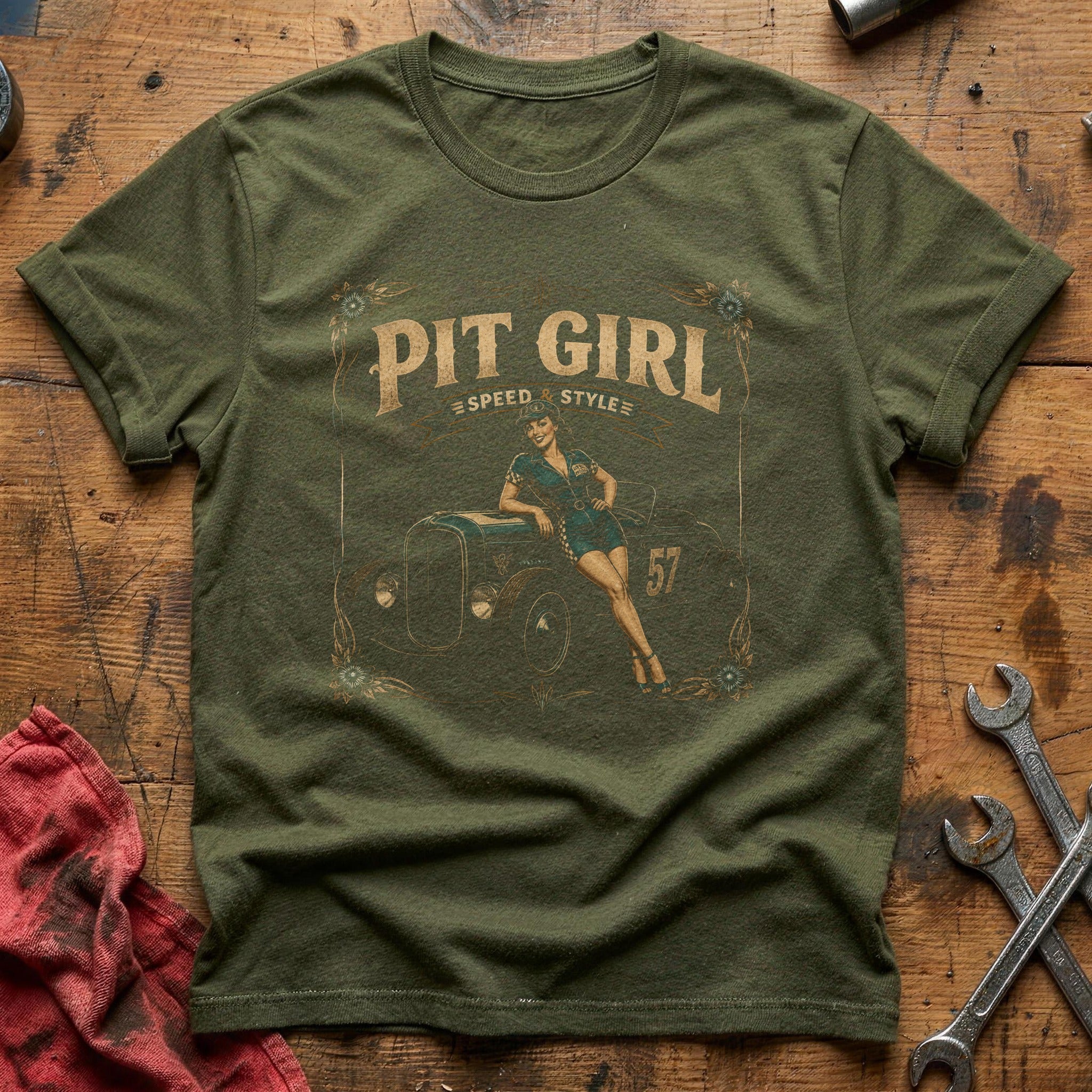 Pit Crew Confidence T-Shirt - Military Green