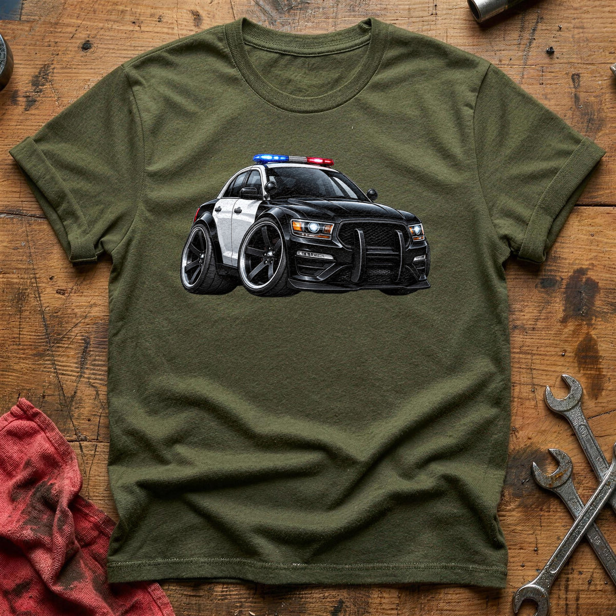Police Car 71 T-Shirt - Military Green