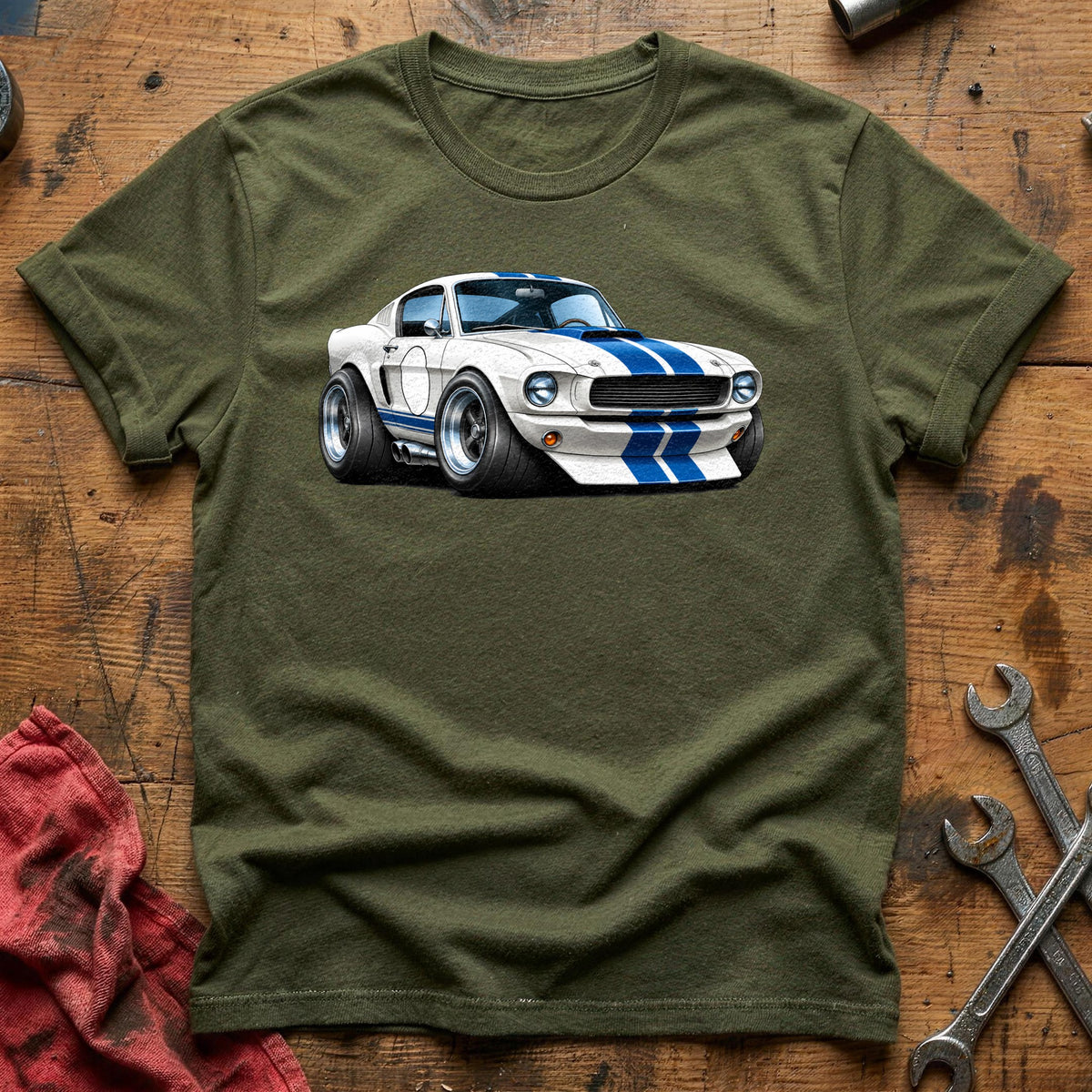 Racing Stripes Fastback 77 T-Shirt - Military Green