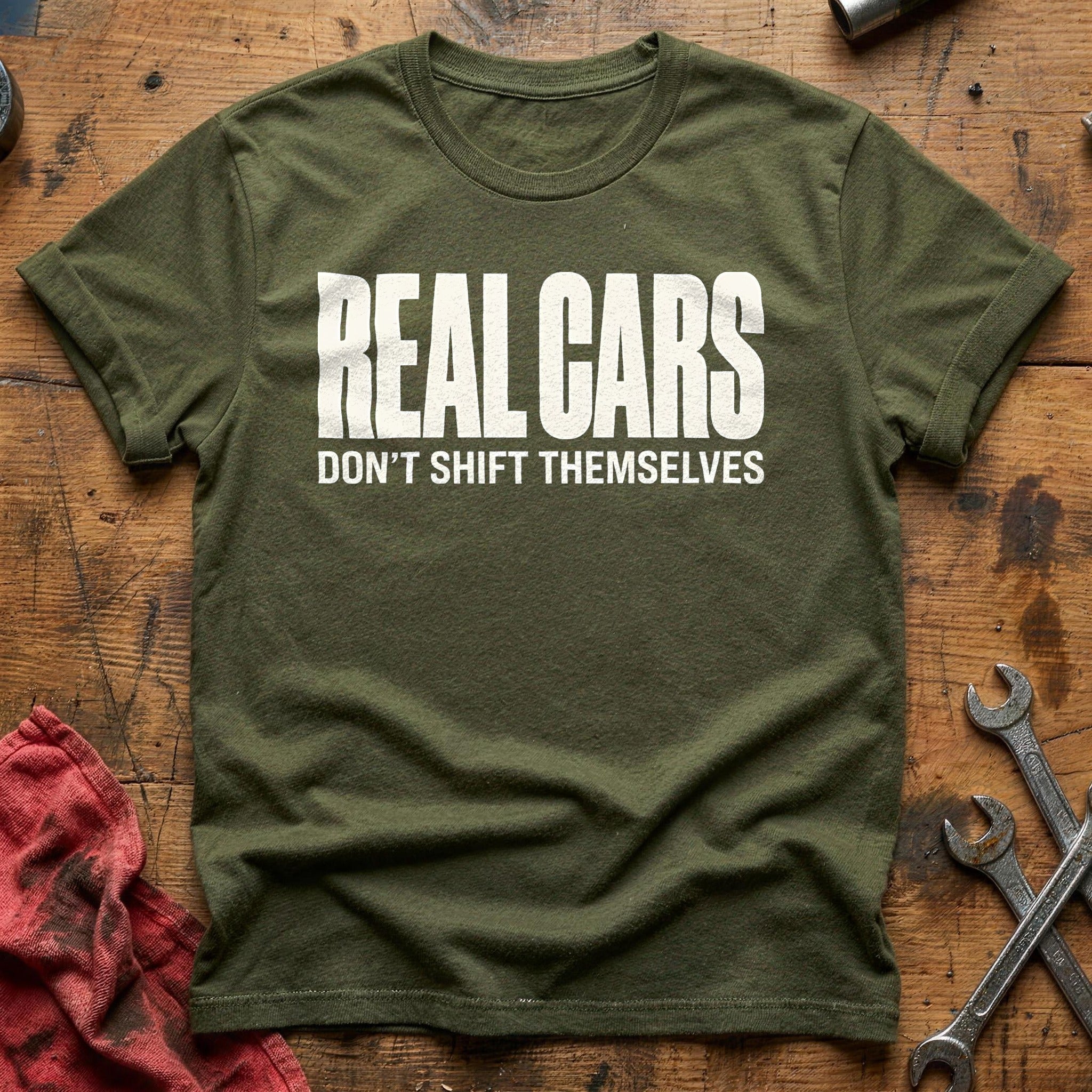 Real Cars Dont Shift Themselves 73 T-Shirt - Military Green