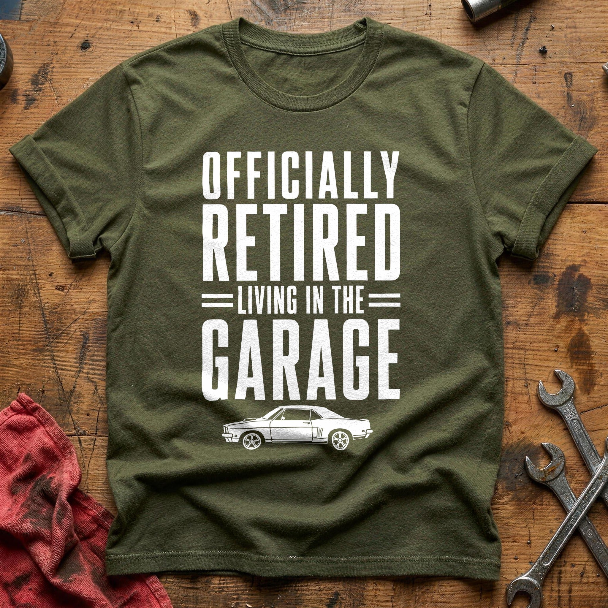 Retired Living Garage 54 T-Shirt - Military Green