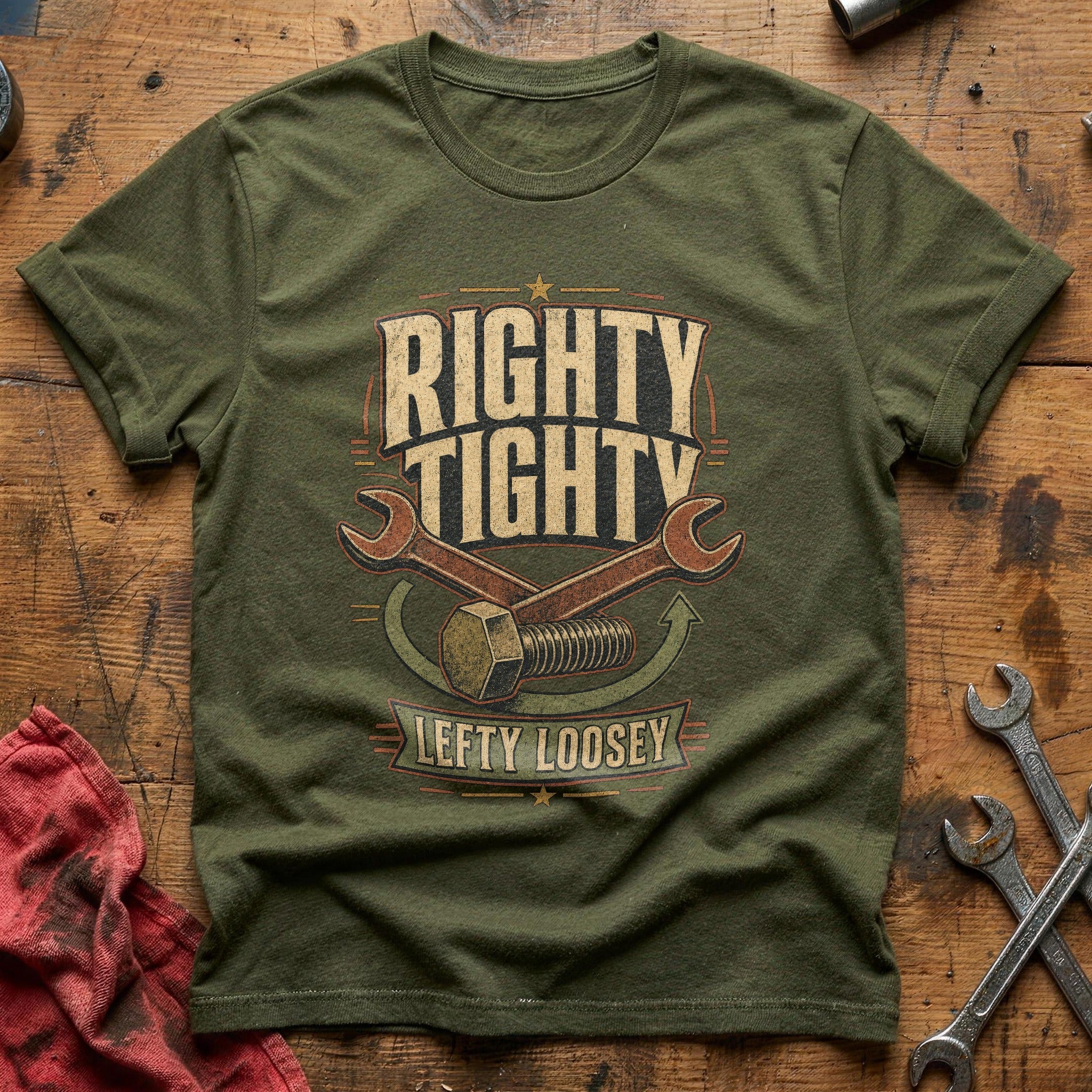 Righty Tighty Lefty T-Shirt - Military Green