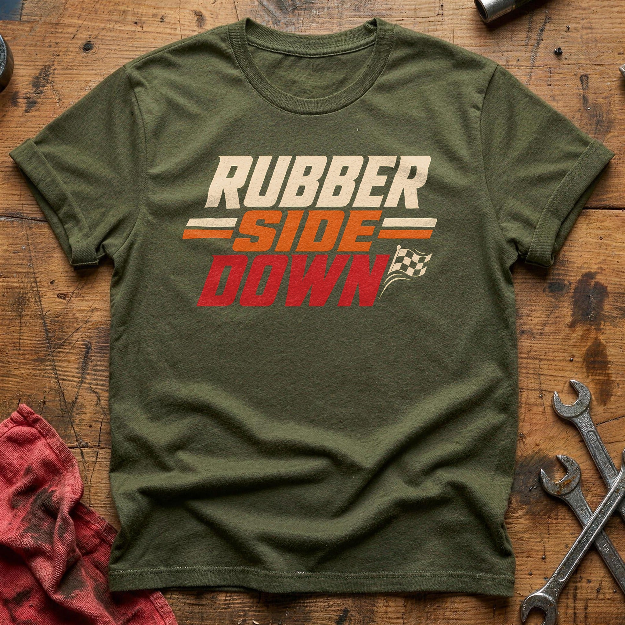Rubber Side Motto - Military Green