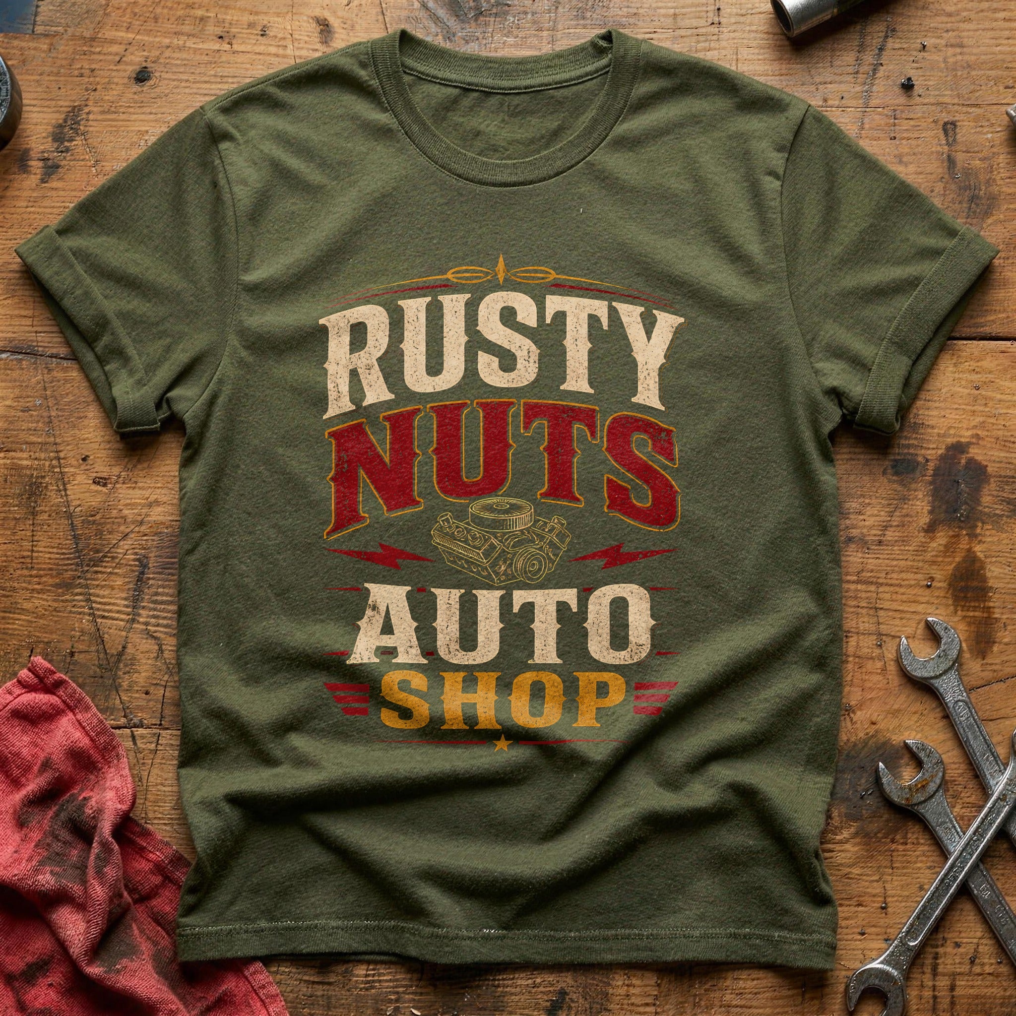 Rusty Nuts Auto Shop - Military Green