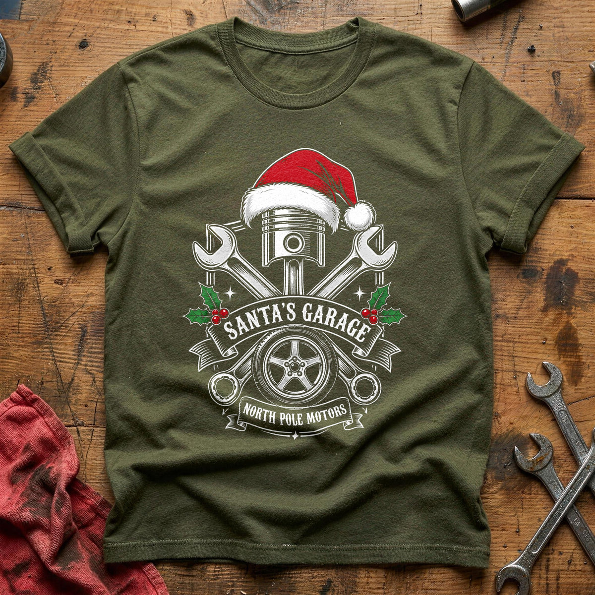 Santa's Garage 15 T-Shirt - Military Green