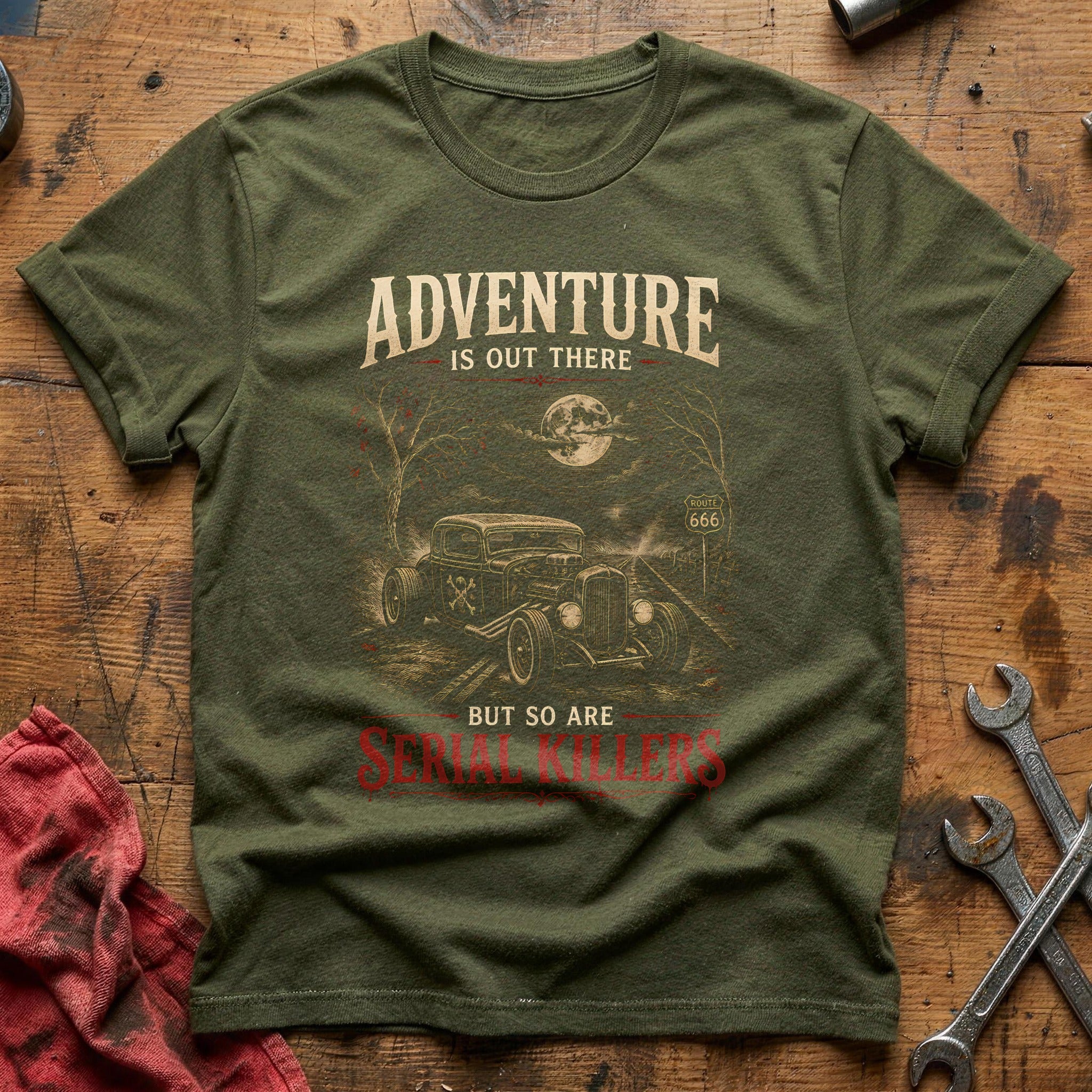 Serial Killers Engraving 83 T-Shirt - Military Green