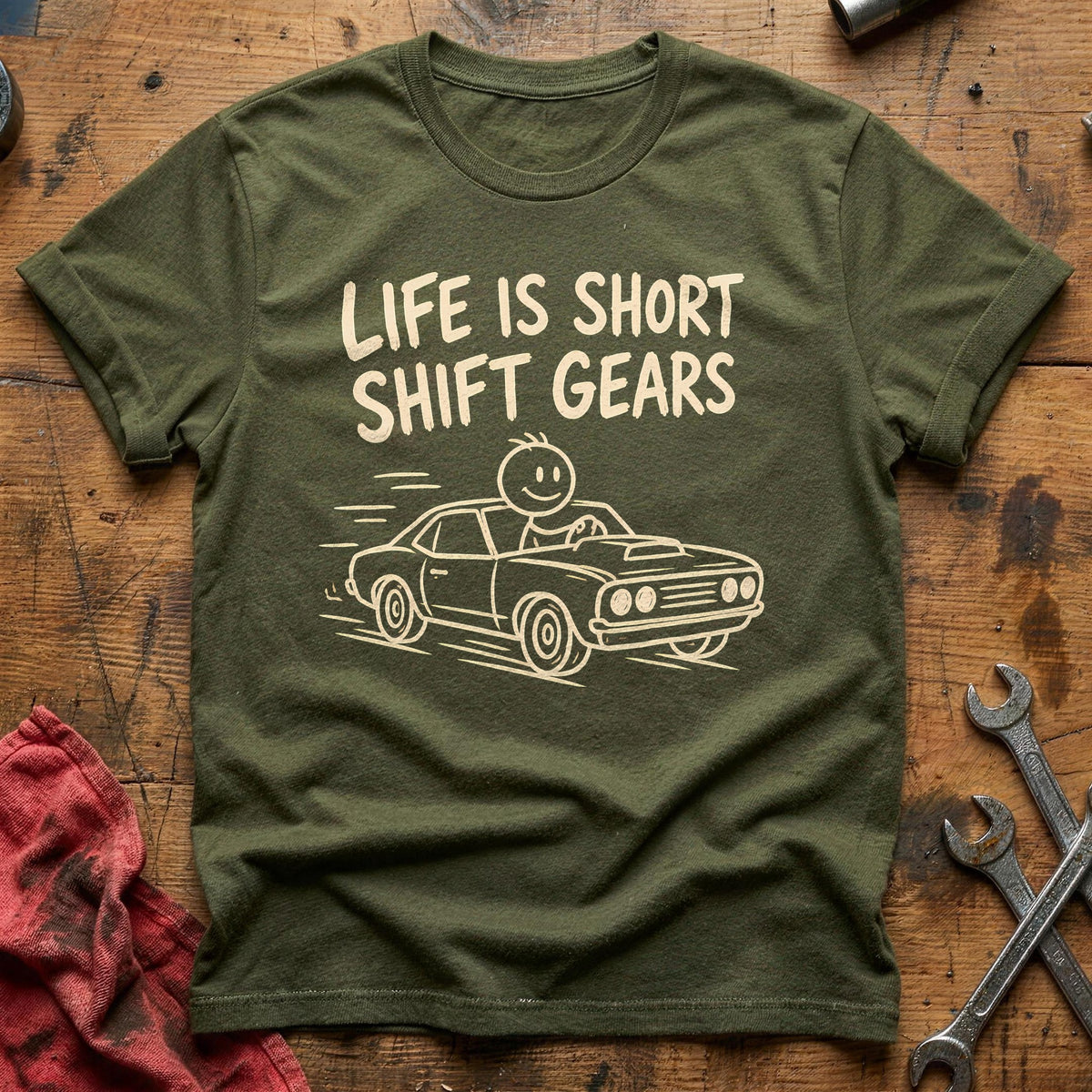 Shift Gears 56 T-Shirt - Military Green