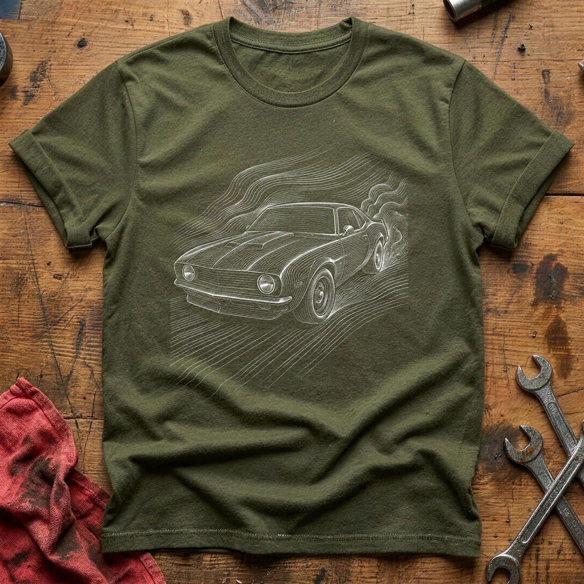 Sketch & Horsepower T-Shirt - Military Green