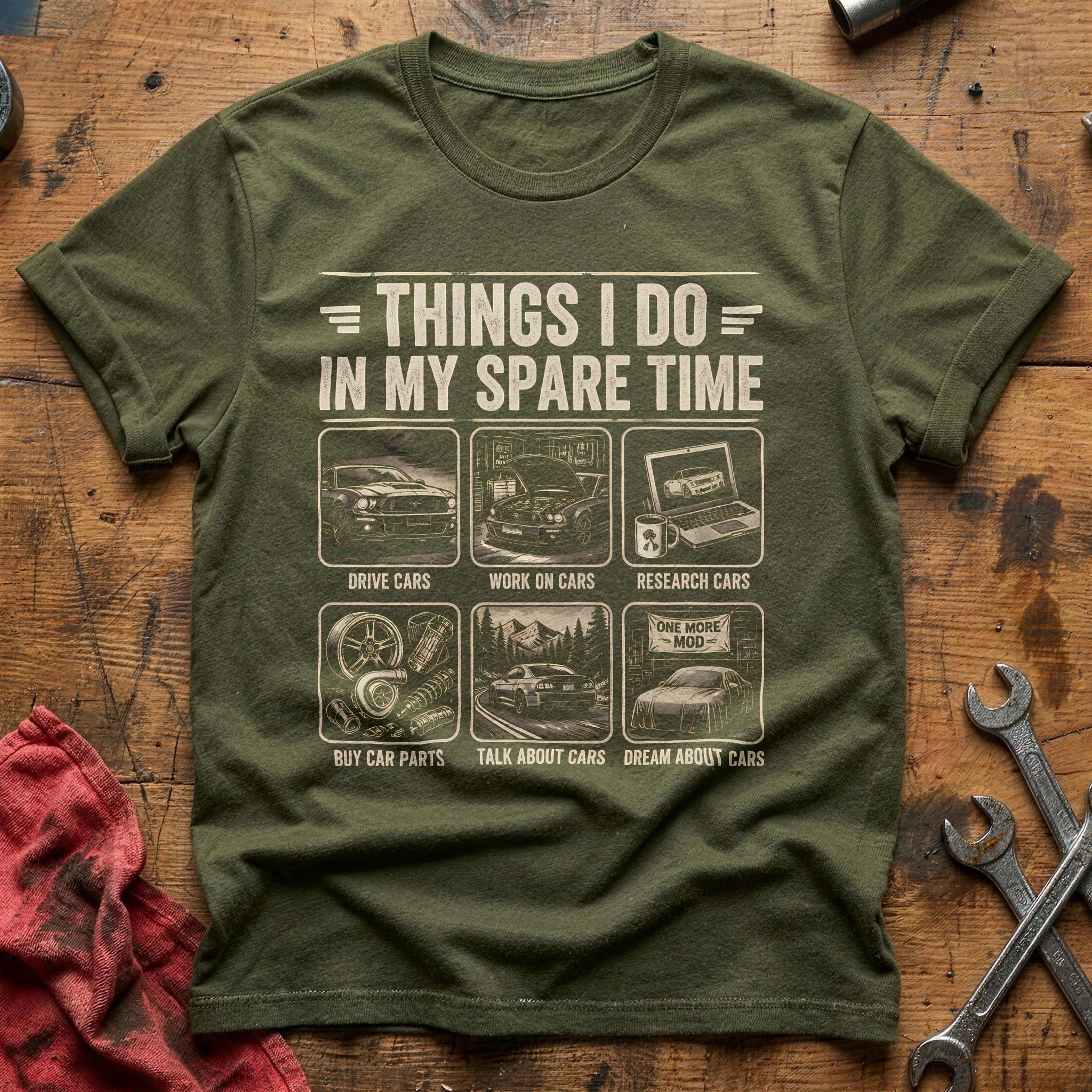 Spare Time Garage T-Shirt - Military Green