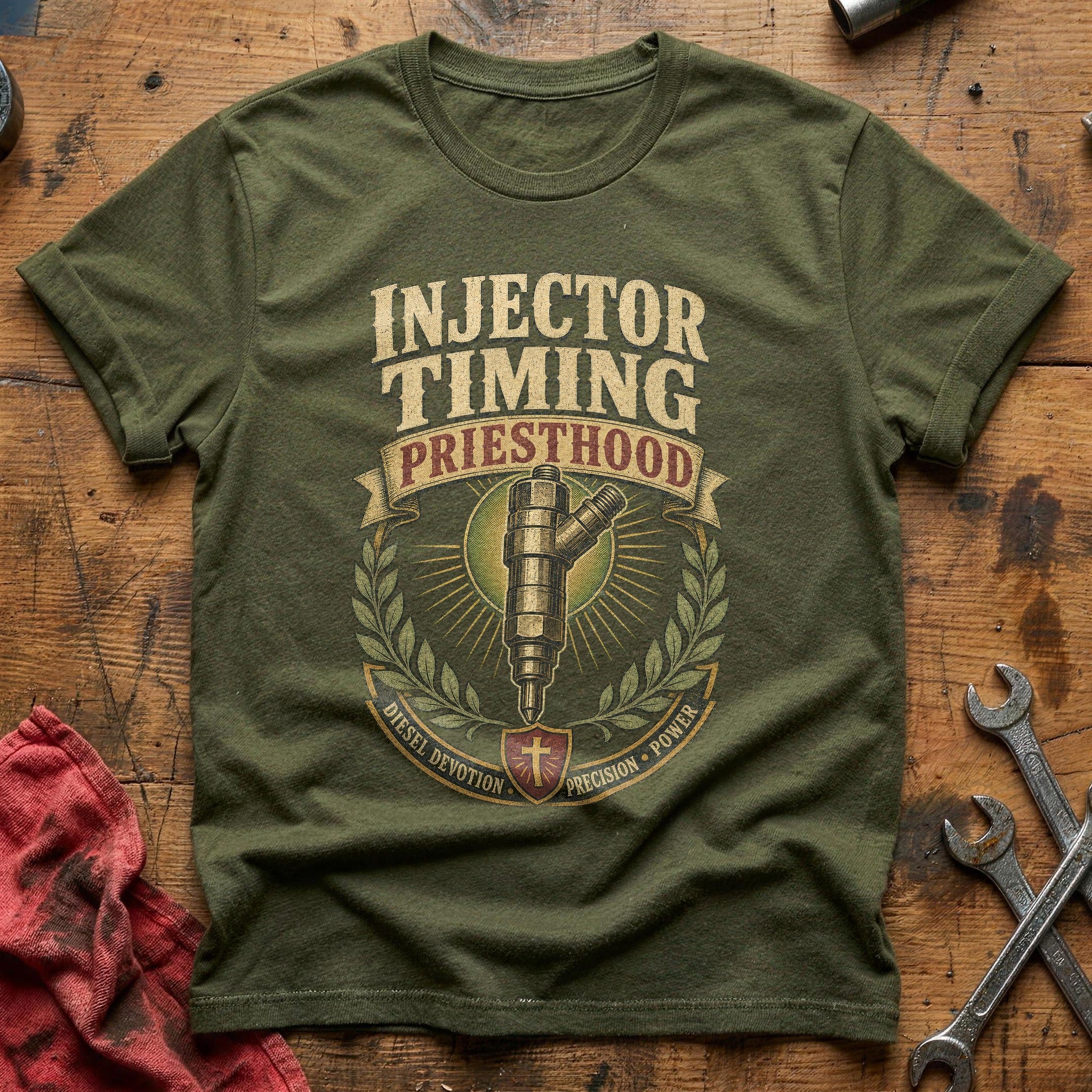 Spark Plug Scripture T-Shirt - Military Green