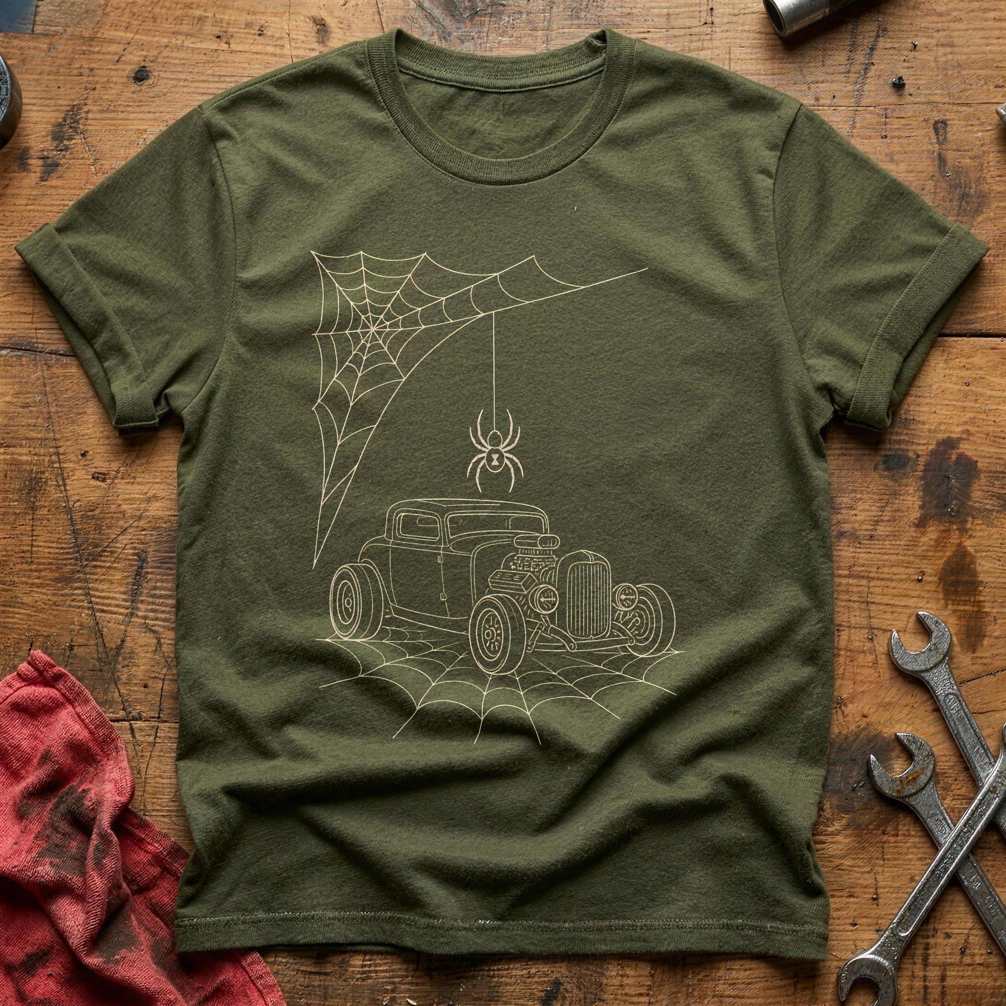 Spiderweb Hotrod 99 T-Shirt - Military Green