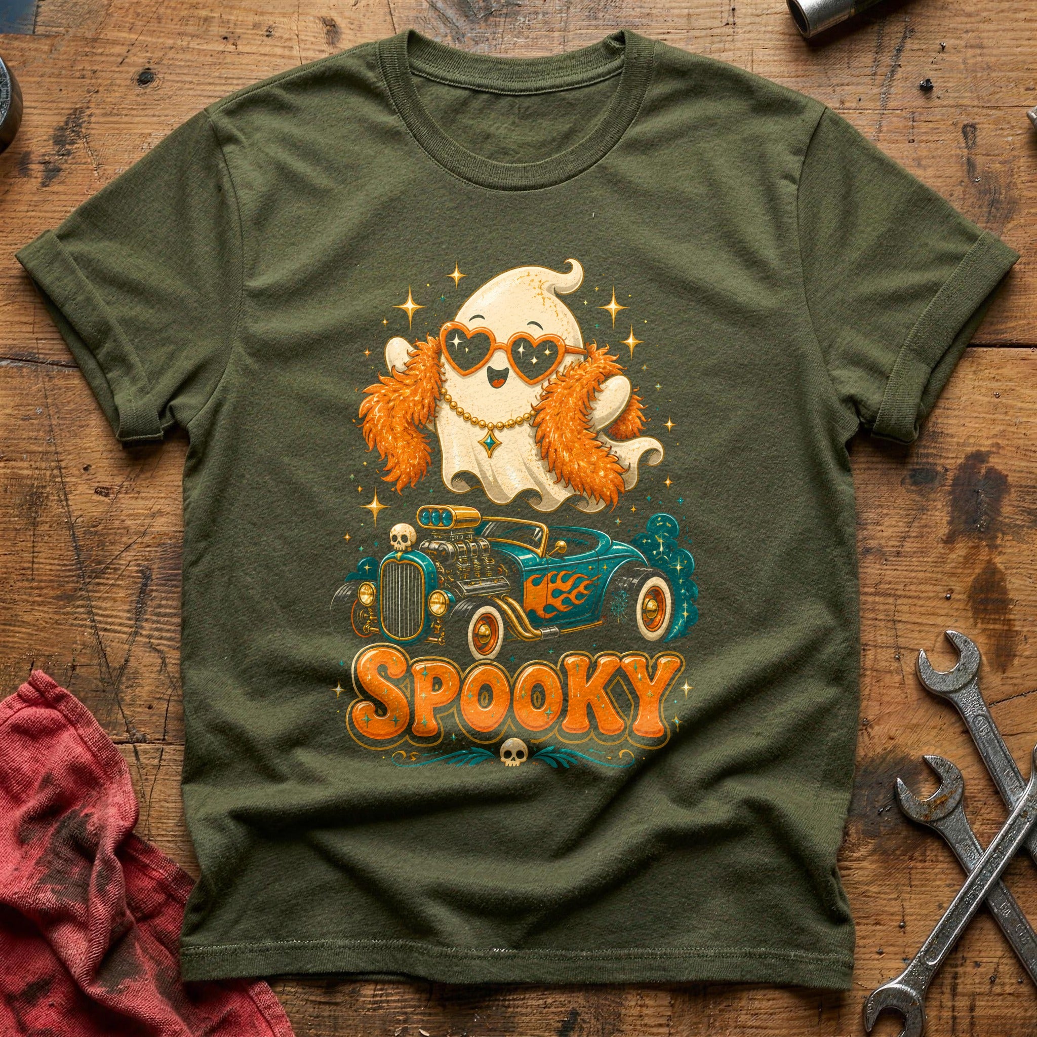 Spooky Glam Ghost 94 T-Shirt - Military Green