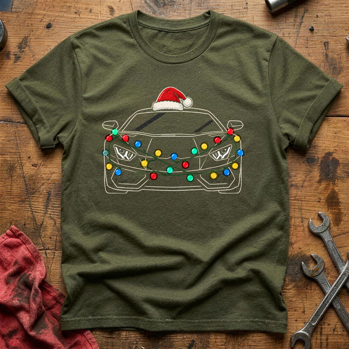 Sports Car Christmas Lights 61 T-Shirt - Military Green