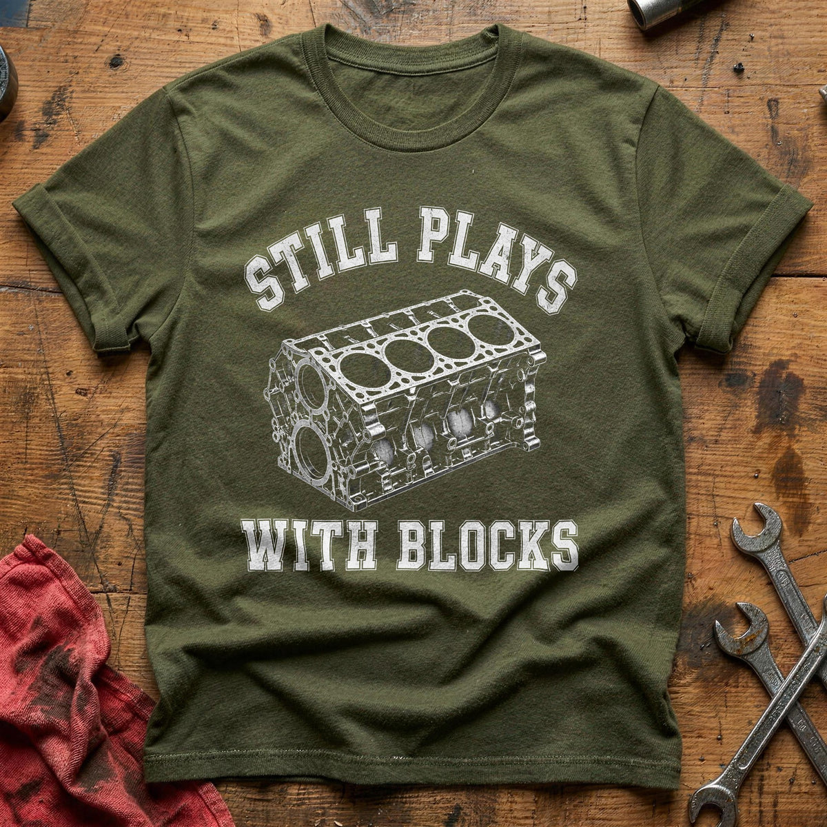 Still Plays With Blocks 96 T-Shirt - Military Green