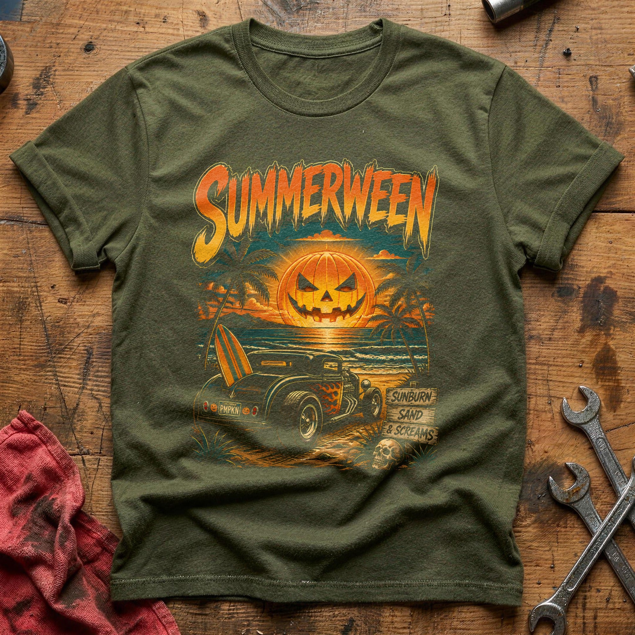 Summerween Hotrod 91 T-Shirt - Military Green