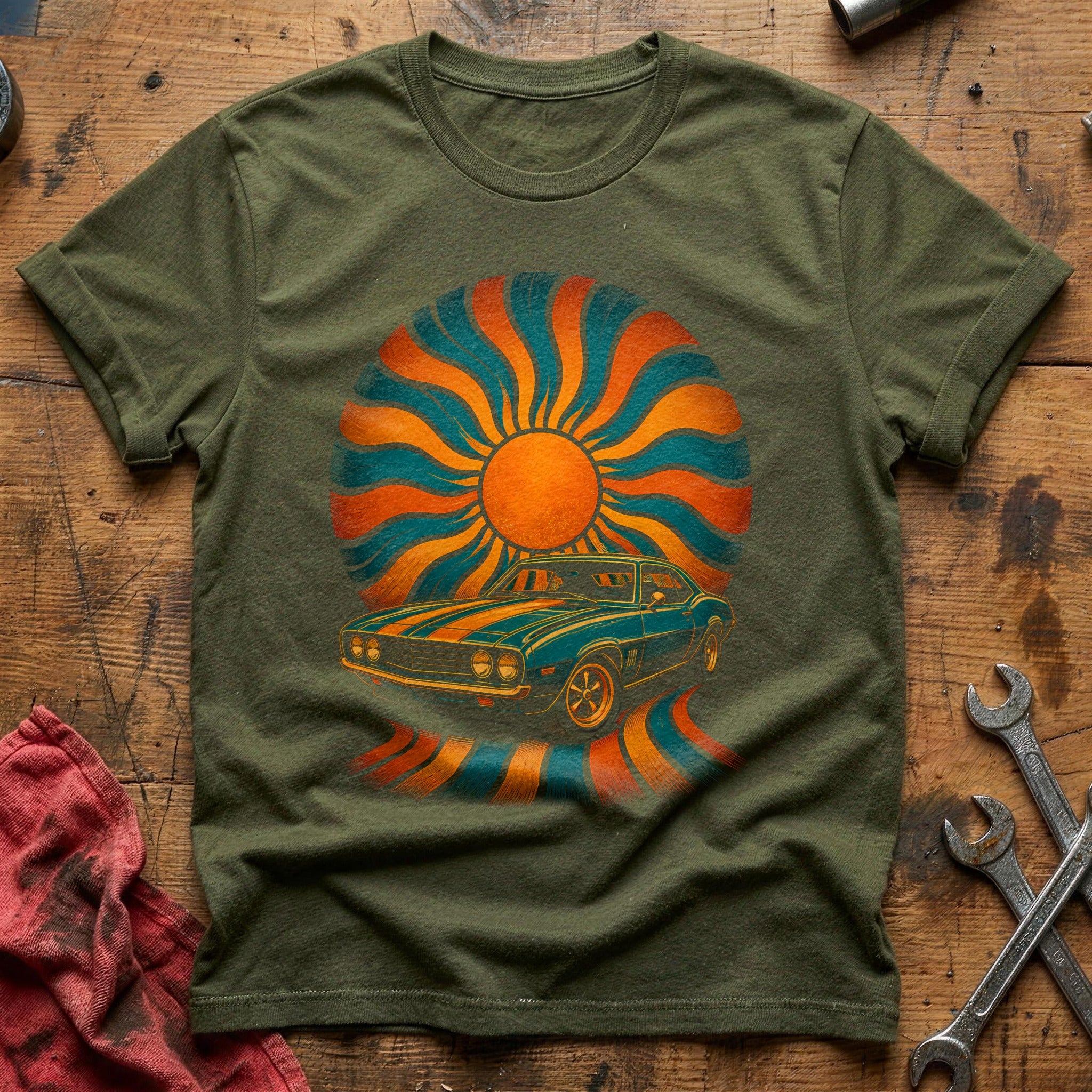 Sunburst & Steel T-Shirt - Military Green