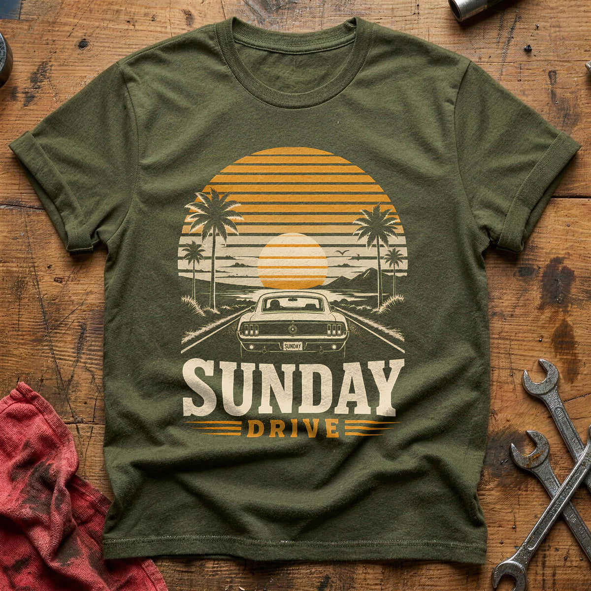 Sunday Drive Sunset 22 T-Shirt - Military Green