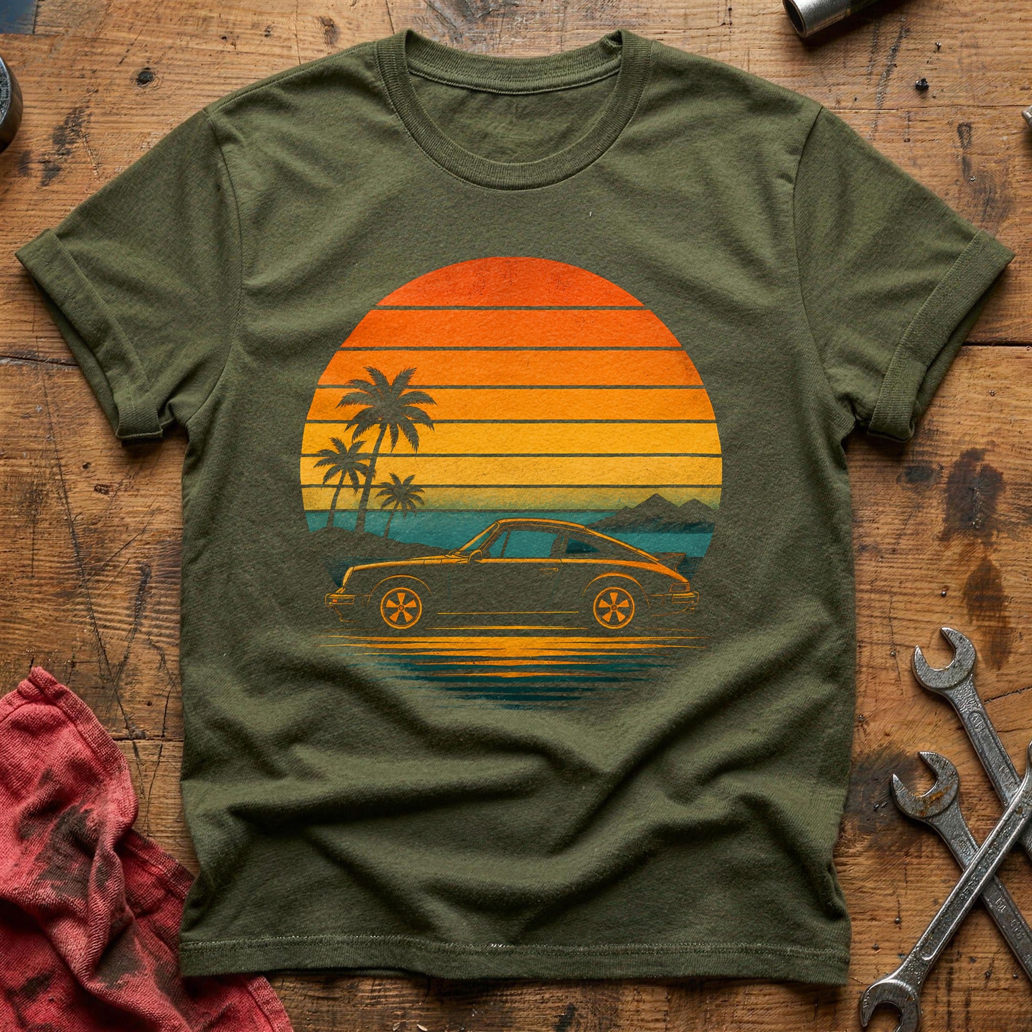 Sunset Car 17 T-Shirt - Military Green