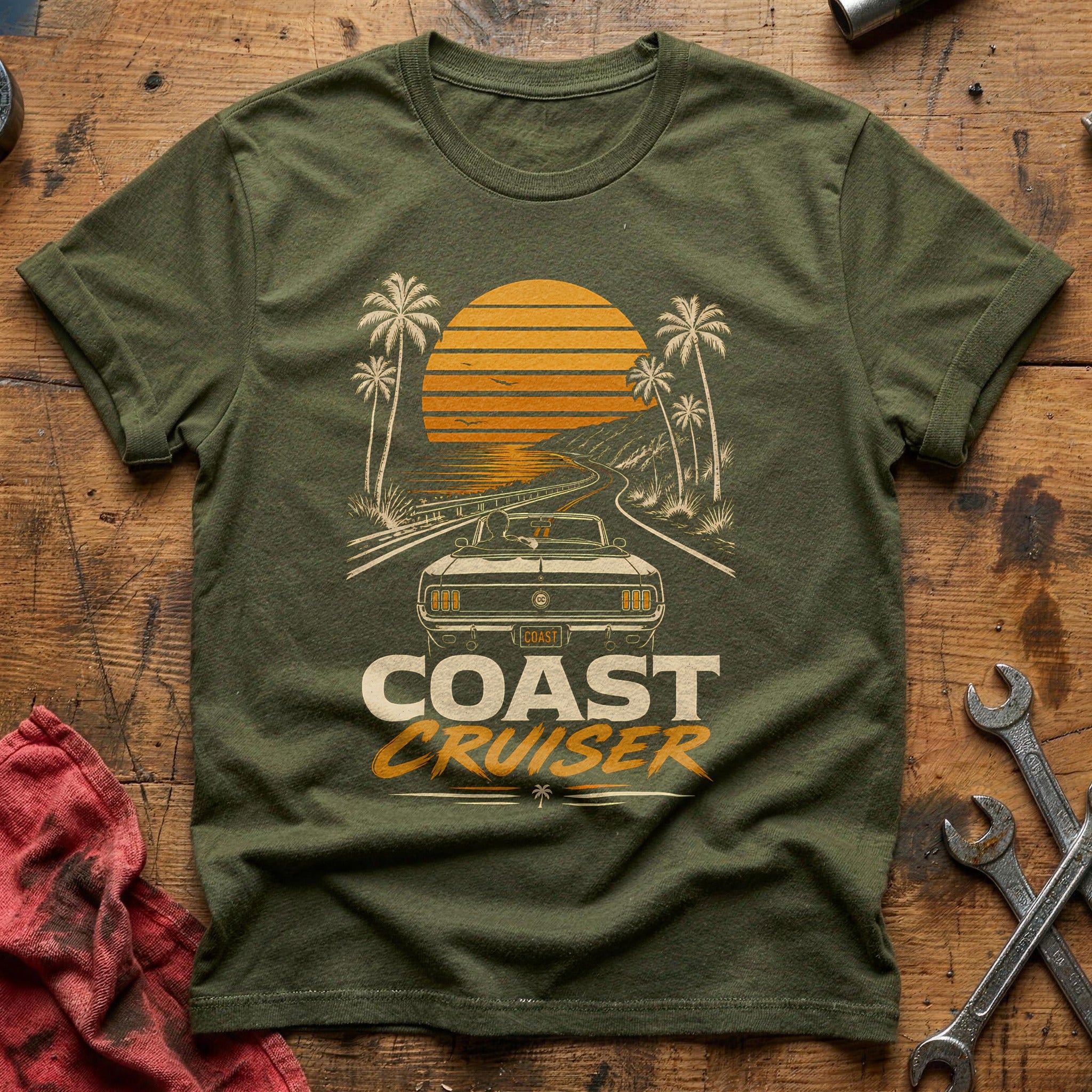 Sunset Cruising T-Shirt - Military Green