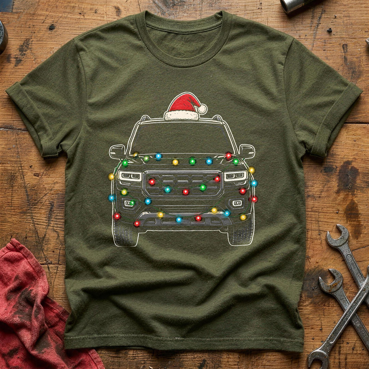 SUV Christmas Lights 35 T-Shirt - Military Green