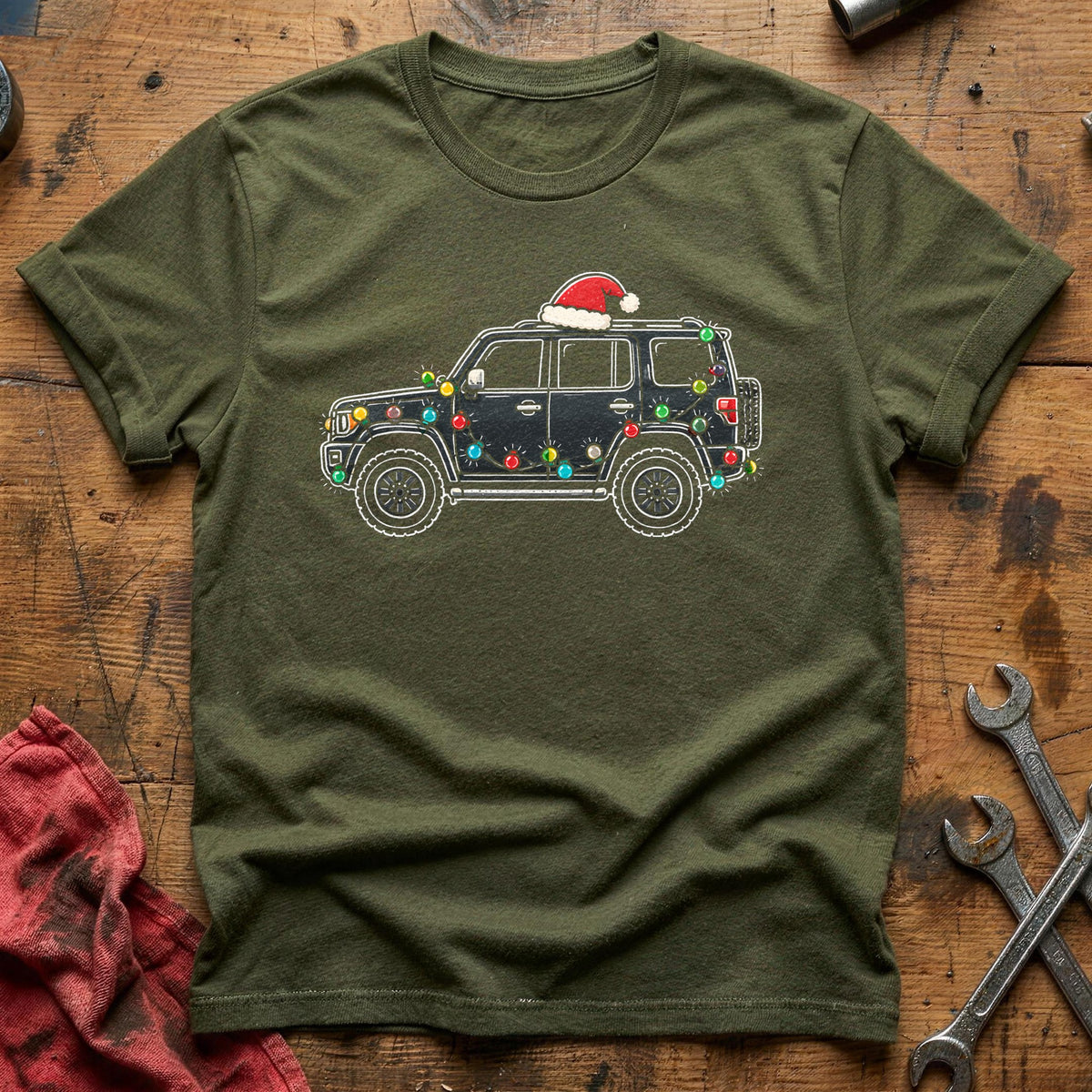 SUV Christmas Lights 81 T-Shirt - Military Green