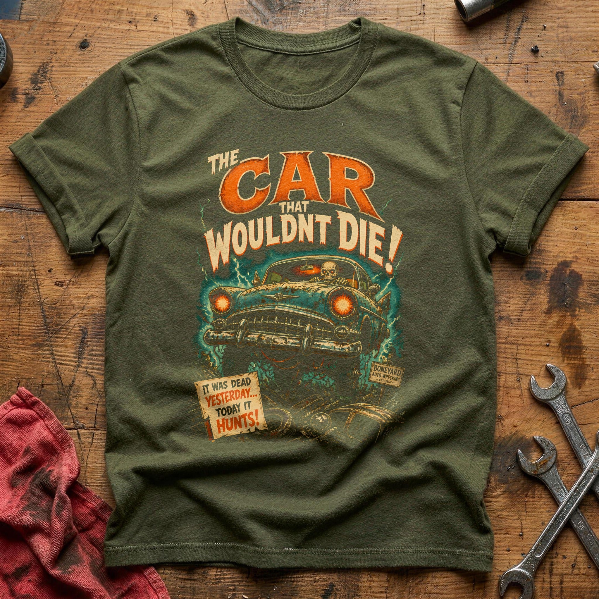 The Car That Wouldnt Die 58 T-Shirt - Military Green