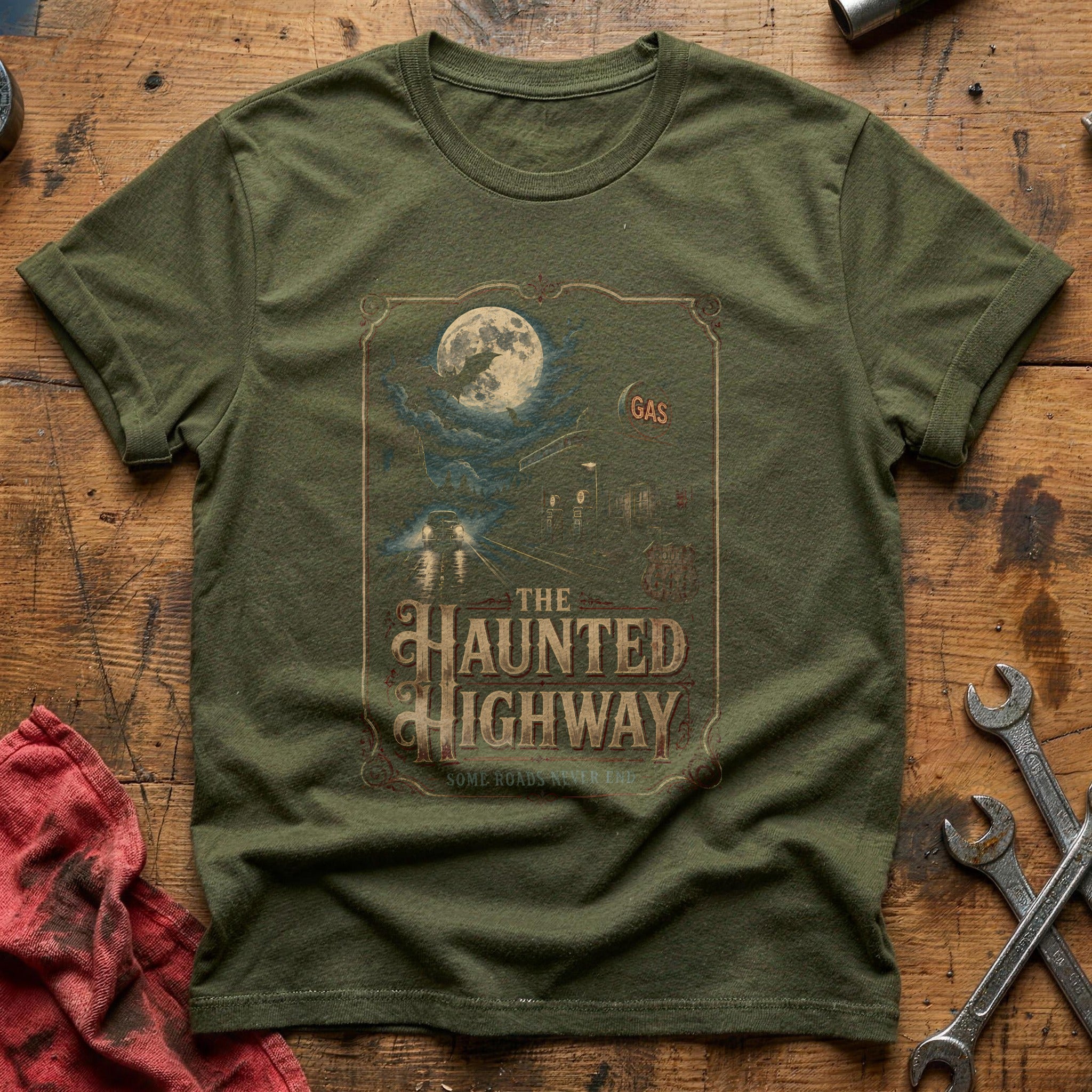 The Haunted Highway 38 T-Shirt - Military Green