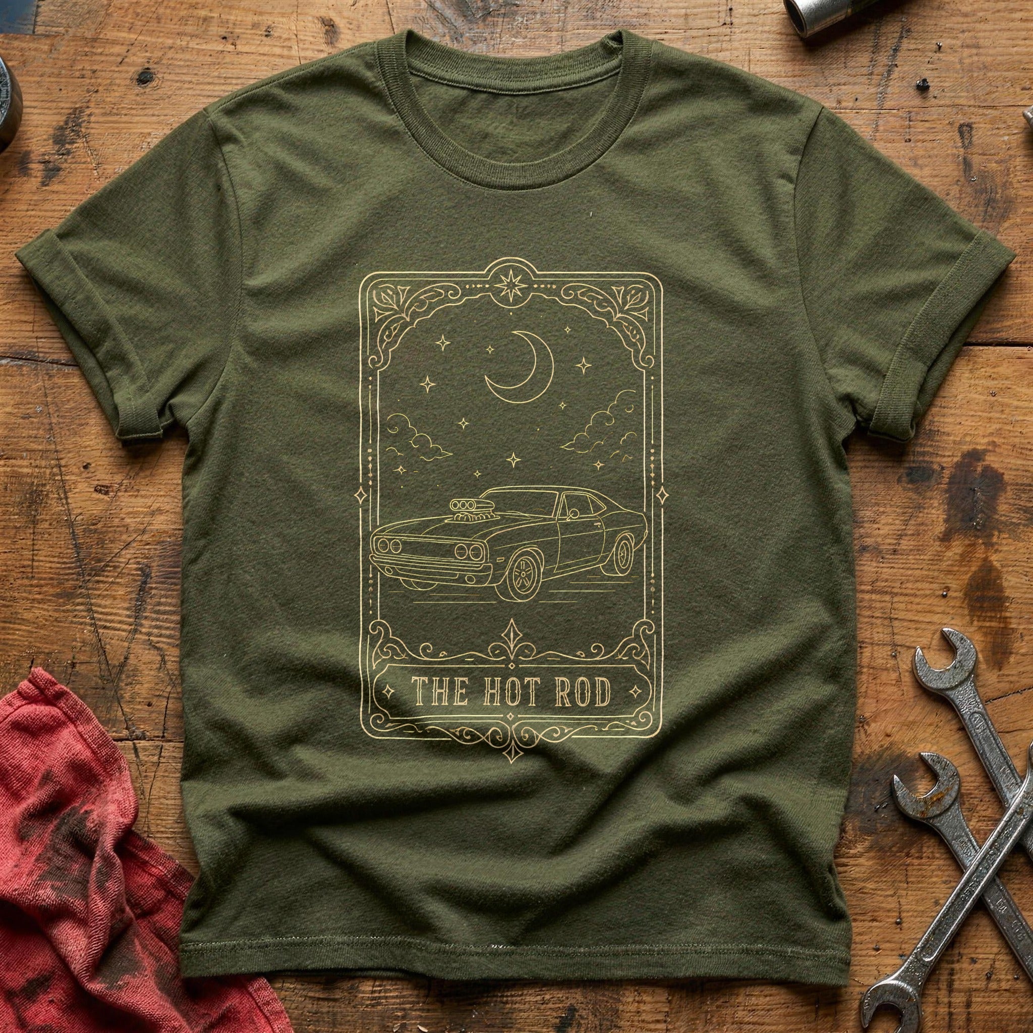 The Hot Rod Tarot 93 T-Shirt - Military Green