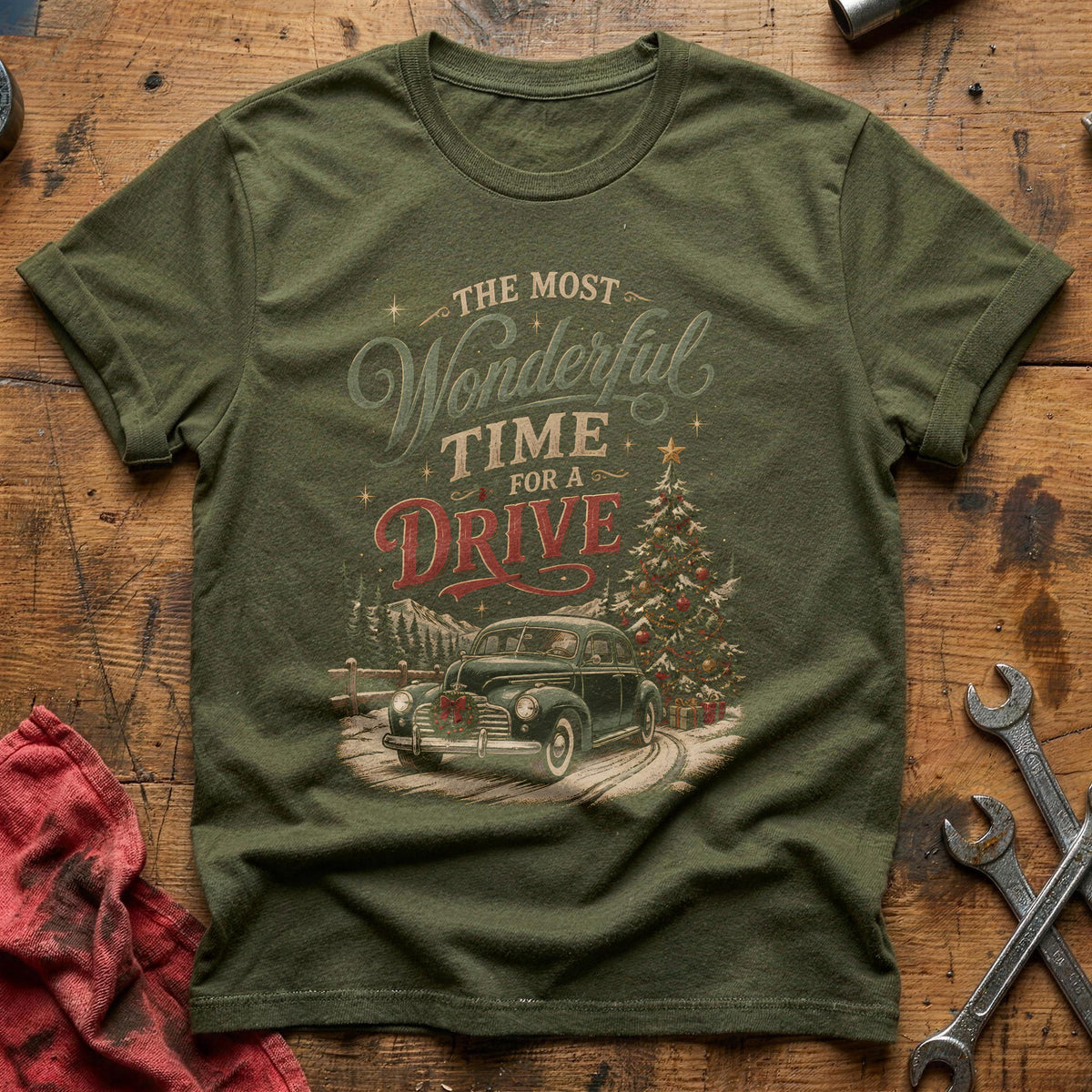 The Most Wonderful Time For A Drive 61 T-Shirt - Military Green