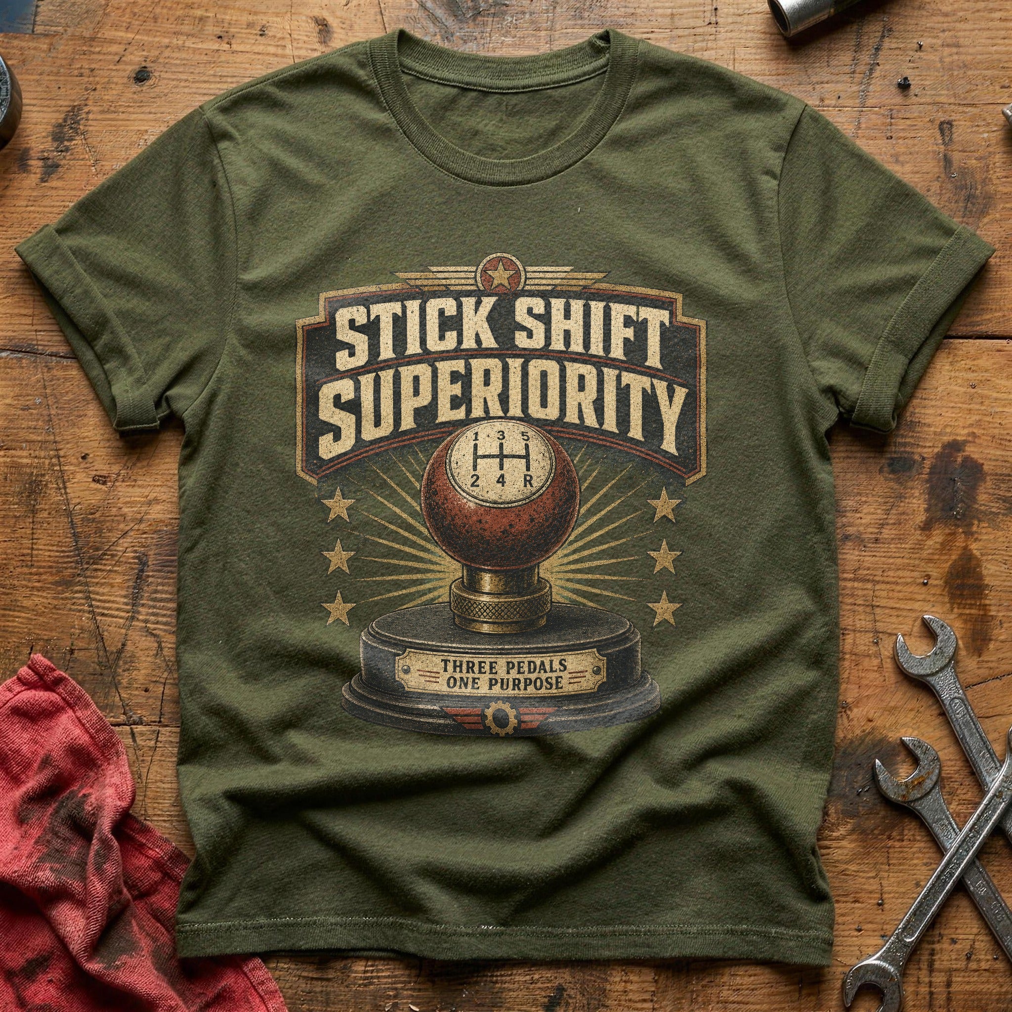 Three Pedals, One Purpose T-Shirt - Military Green