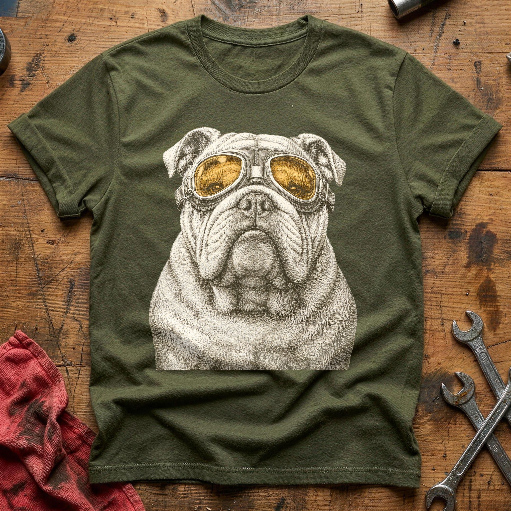Throttle Bulldog T-Shirt - Military Green
