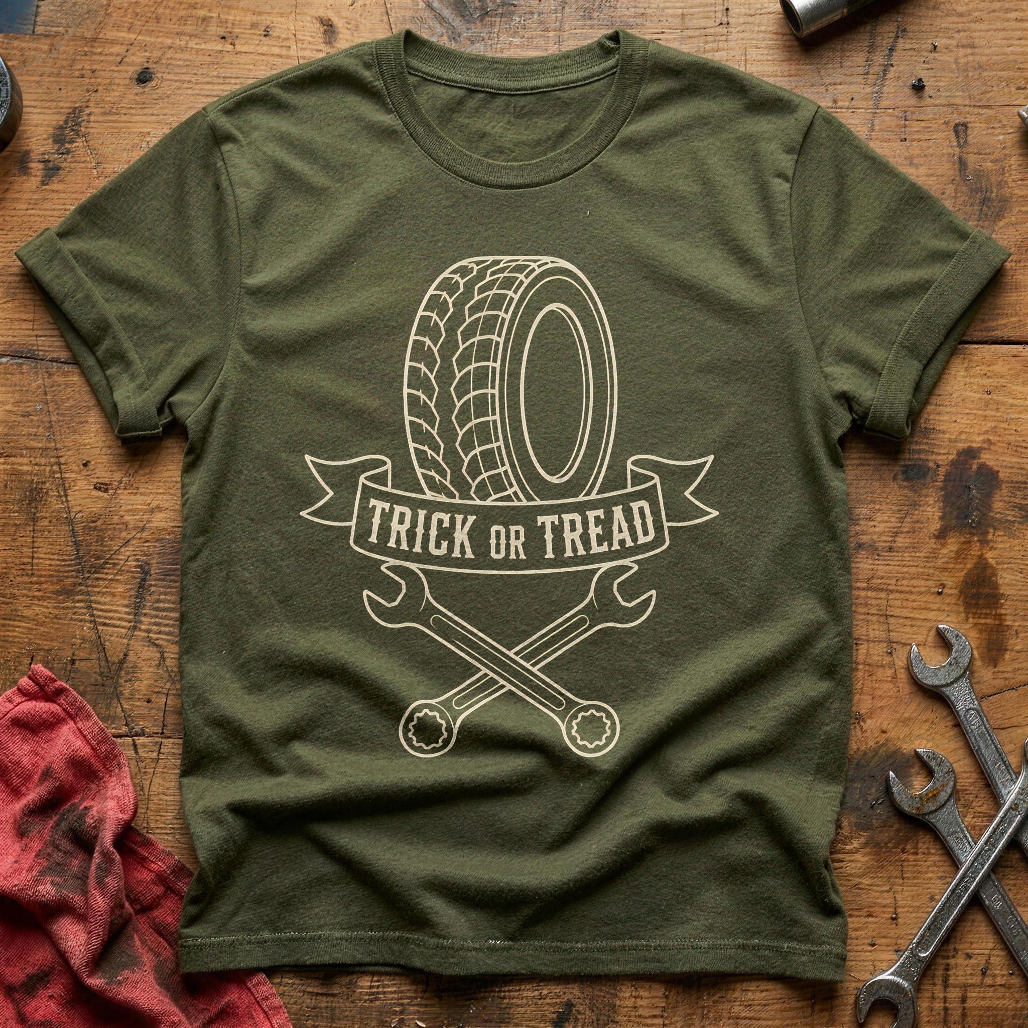 Trick Or Tread Banner 51 T-Shirt - Military Green