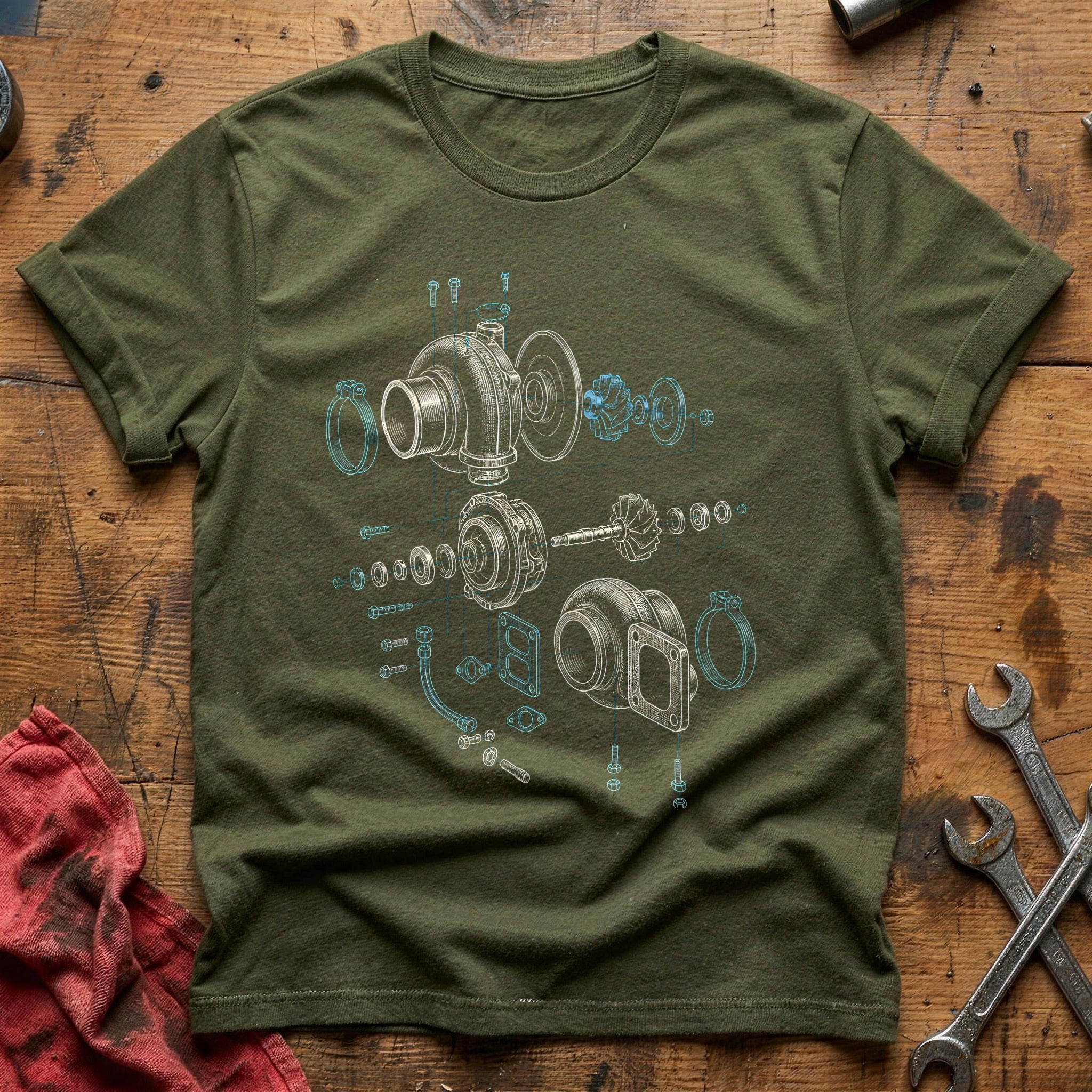 Turbo Schematic 57 T-Shirt - Military Green