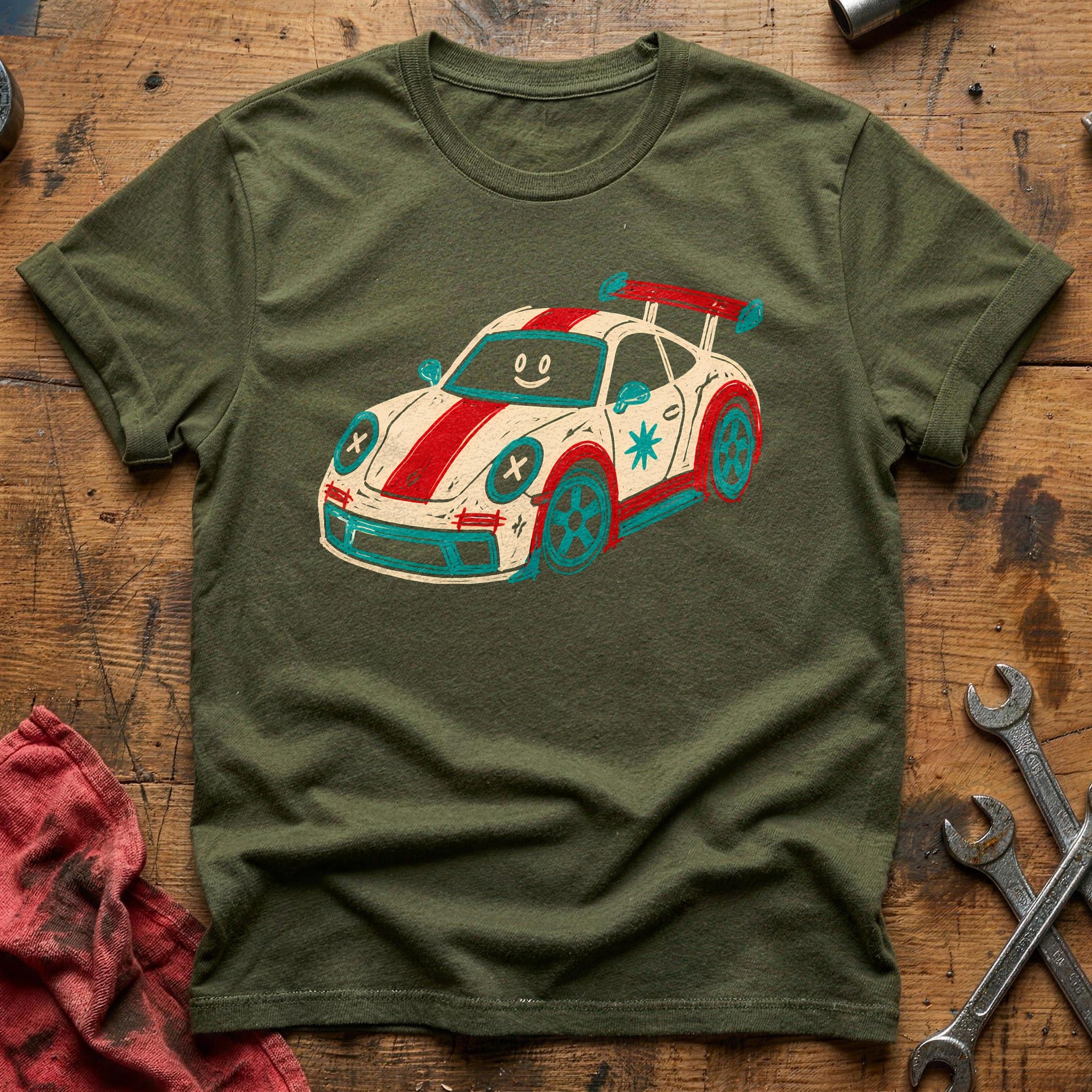Ugly Doodle Car 56 T-Shirt - Military Green