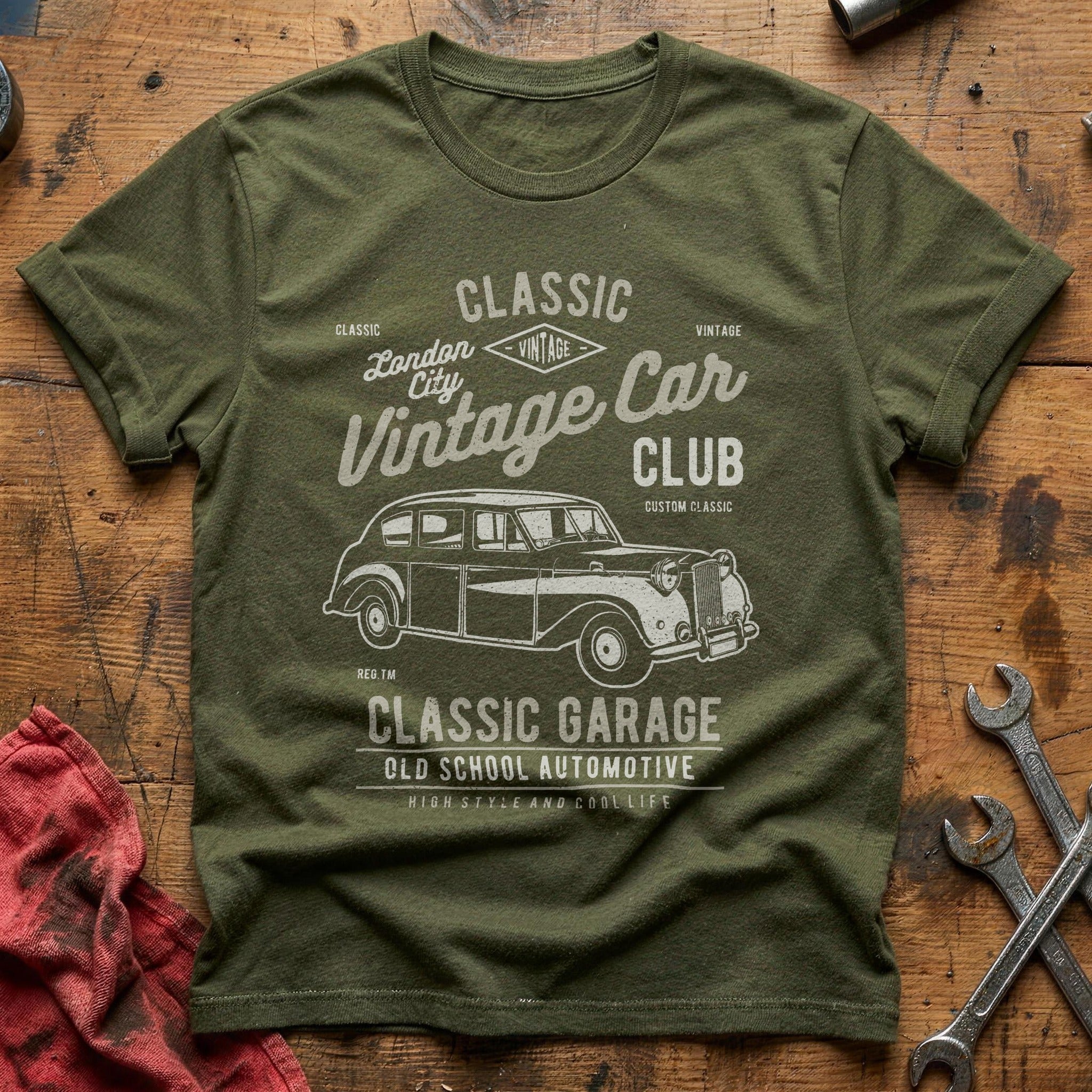Vintage london car T-Shirt - Military Green