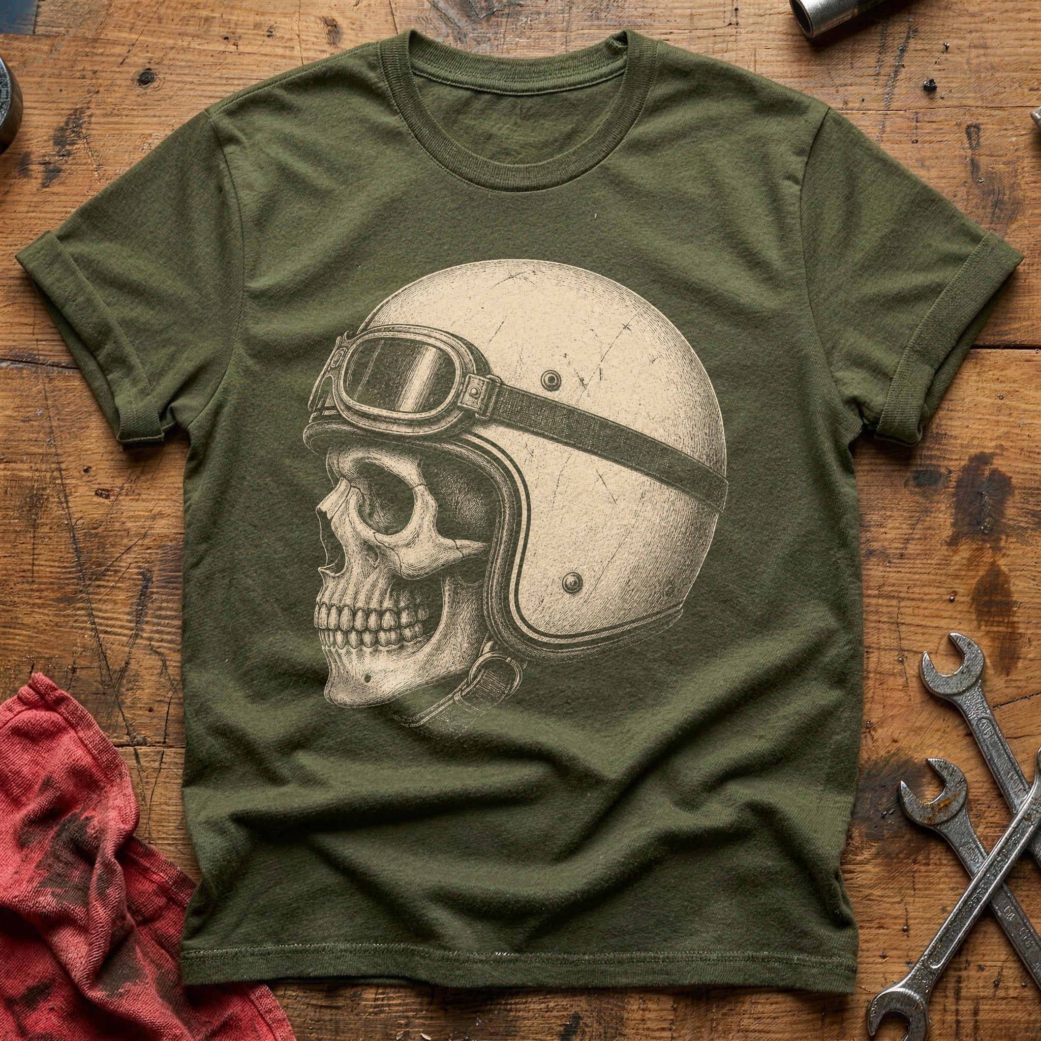 Vintage Racer Bones T-Shirt - Military Green