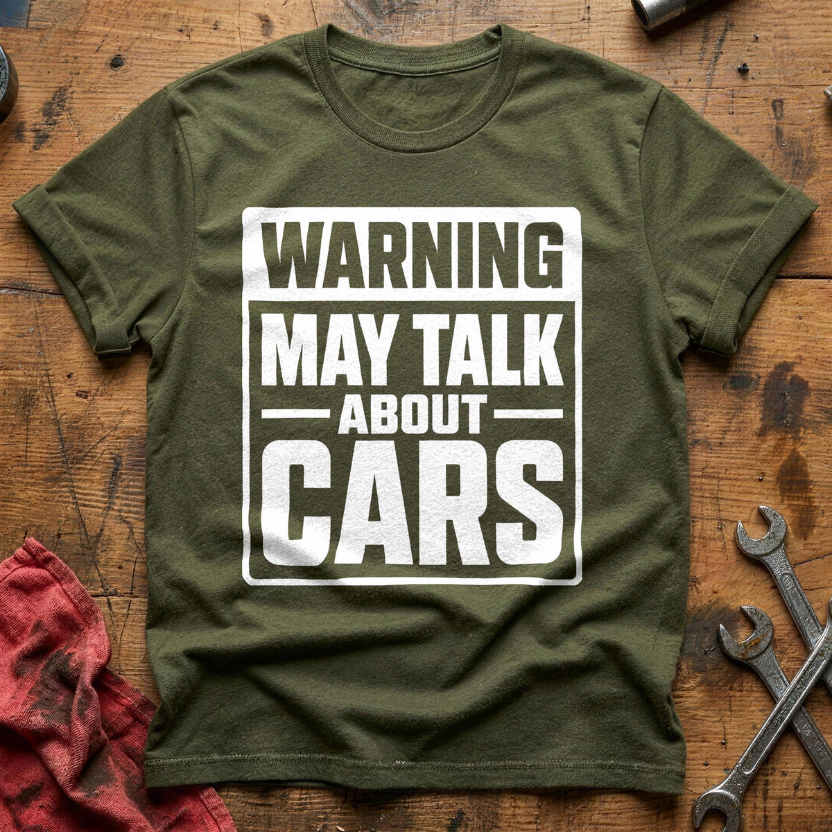 Warning May Talk About Cars 61 T-Shirt - Military Green