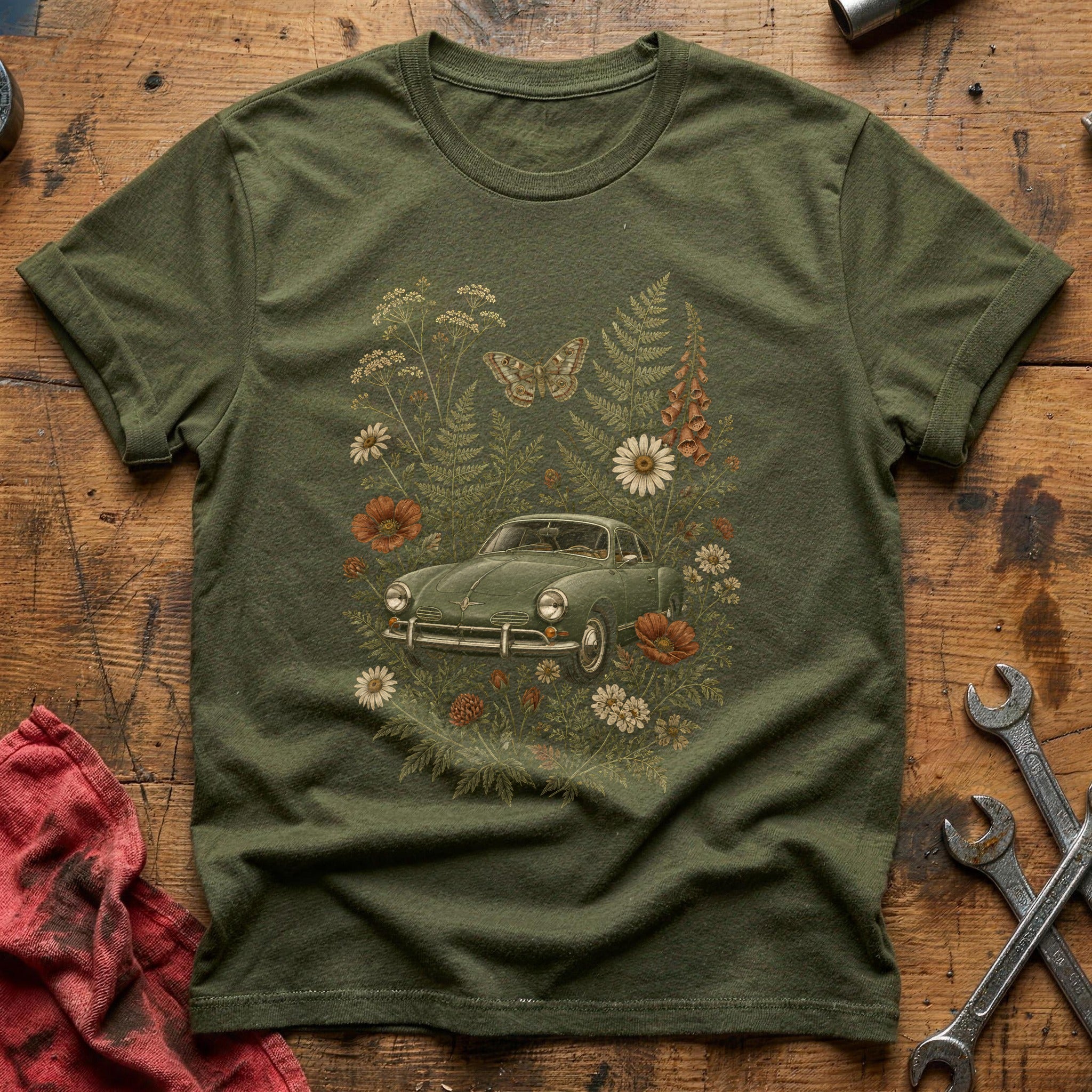 Wildflower & Chrome T-Shirt - Military Green