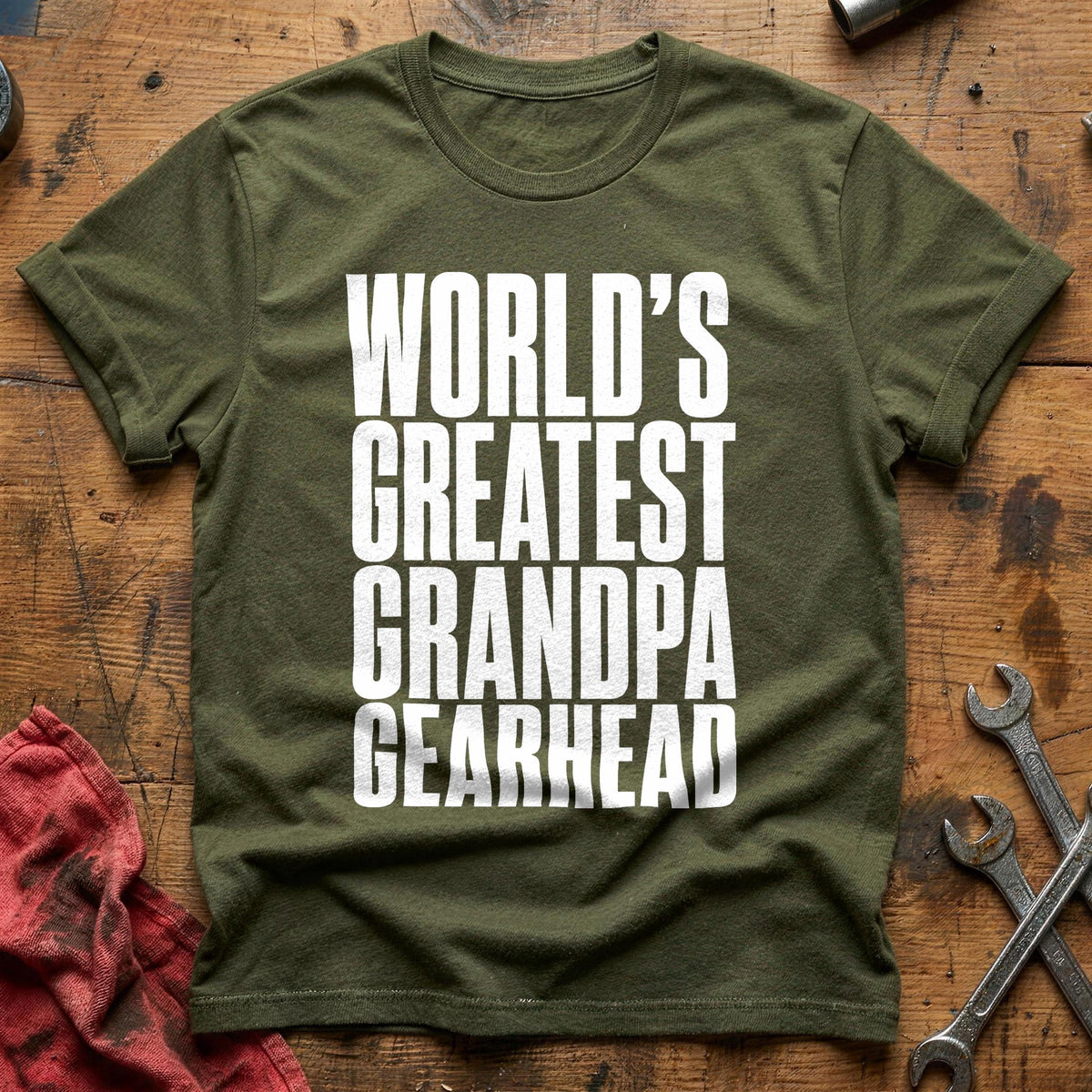 World's Greatest Grandpa Gearhead 37 T-Shirt - Military Green