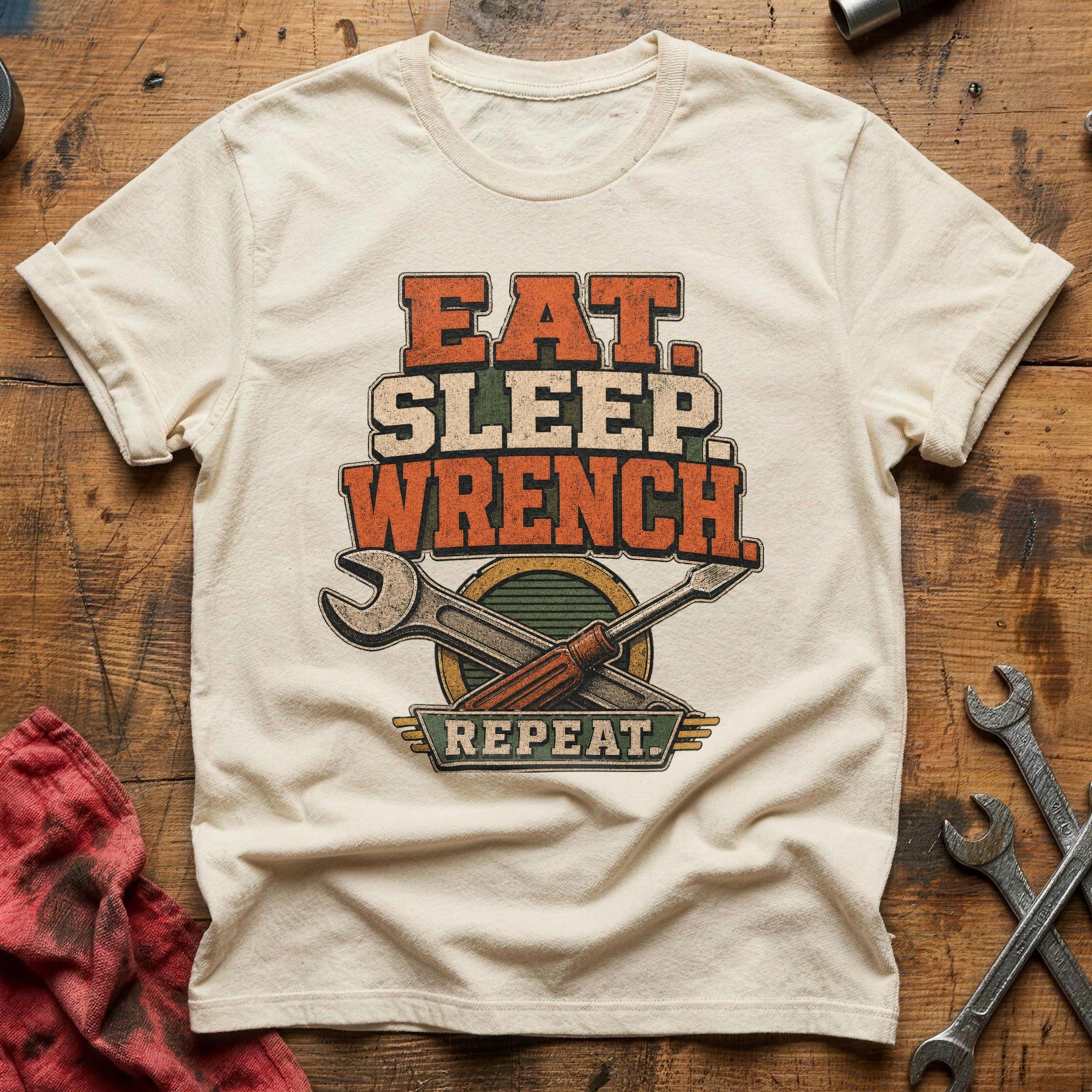 Eat Sleep Wrench Repeat T-Shirt - Natural