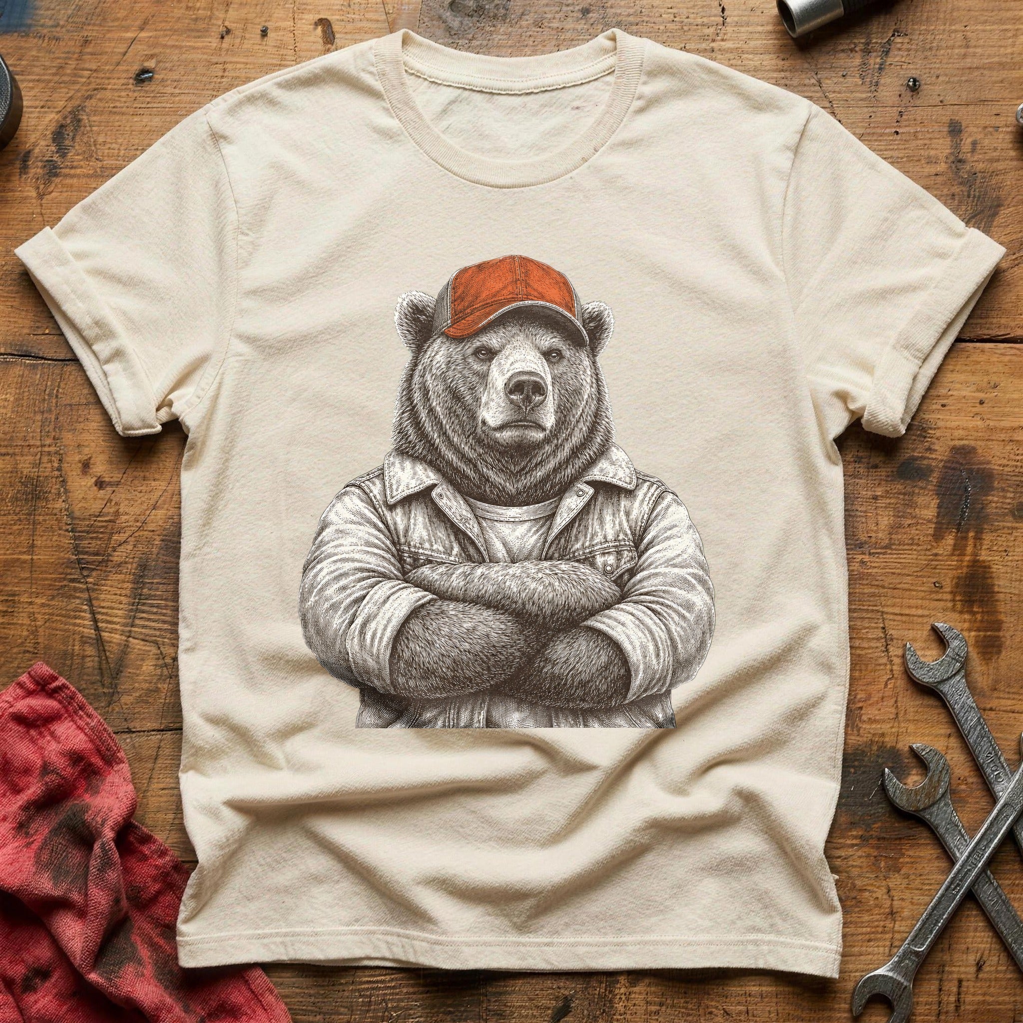 Grease Monkey Grizzly T-Shirt - Natural
