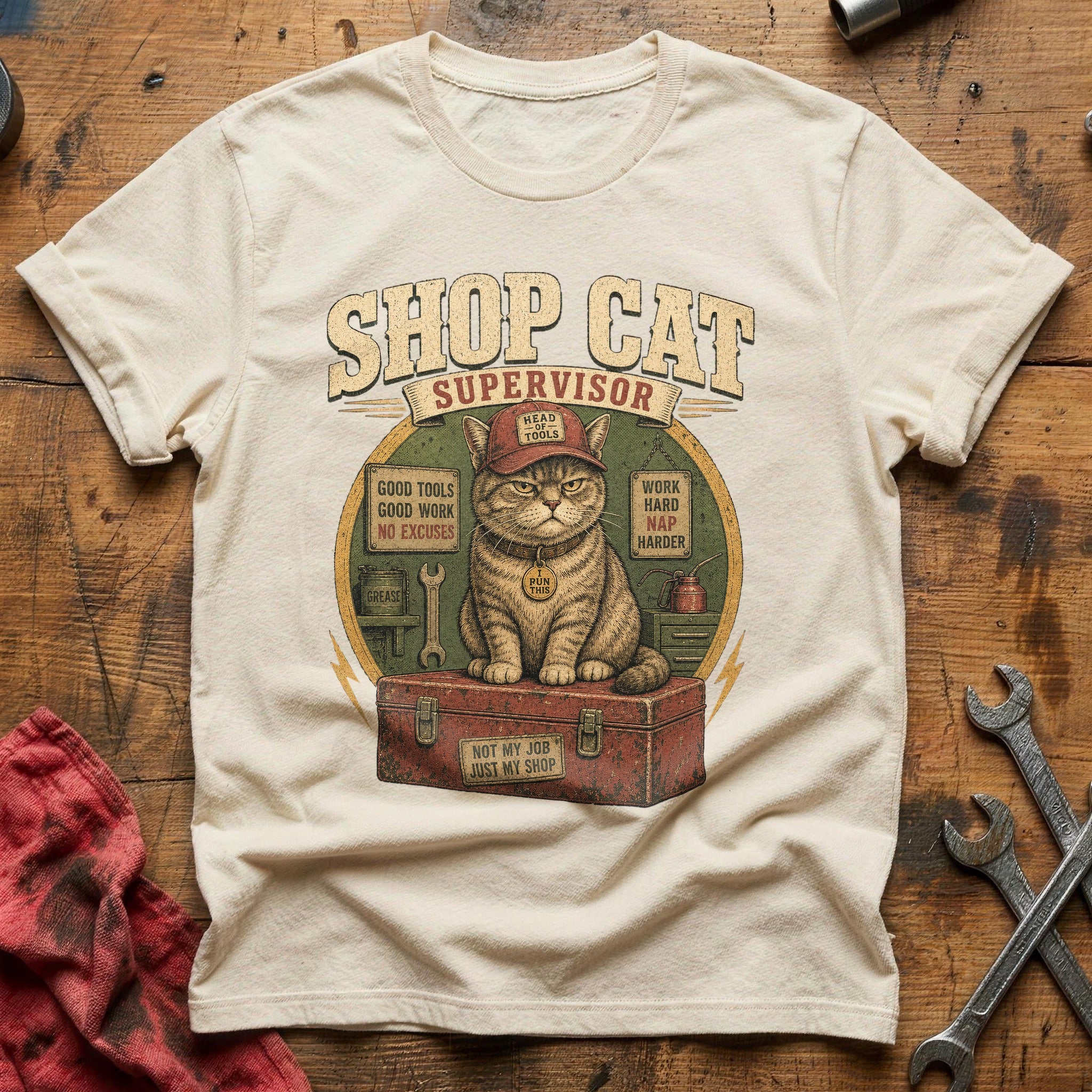 Shop Cat Supervisor T-Shirt - Natural