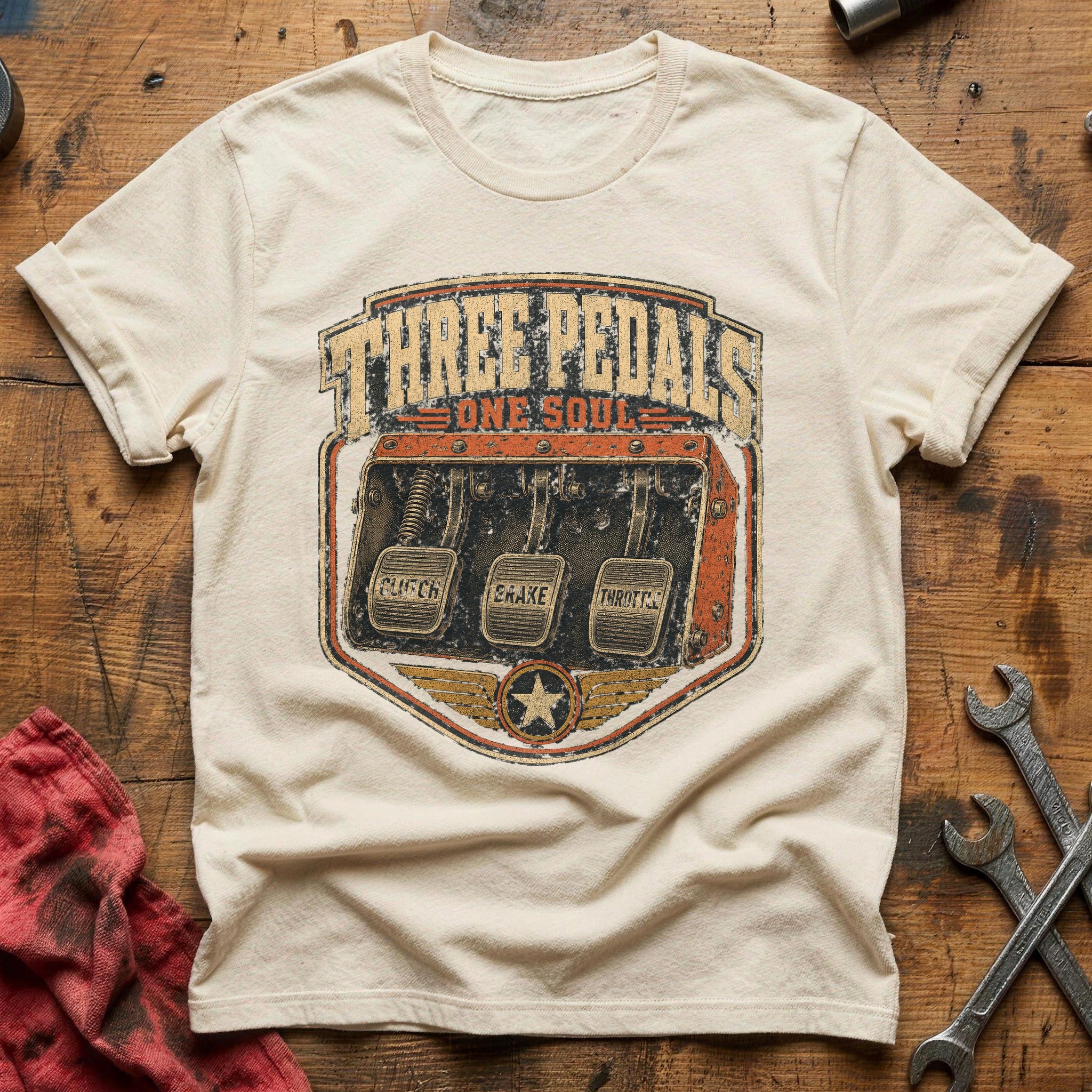 Three Pedals, One Soul T-Shirt - Natural