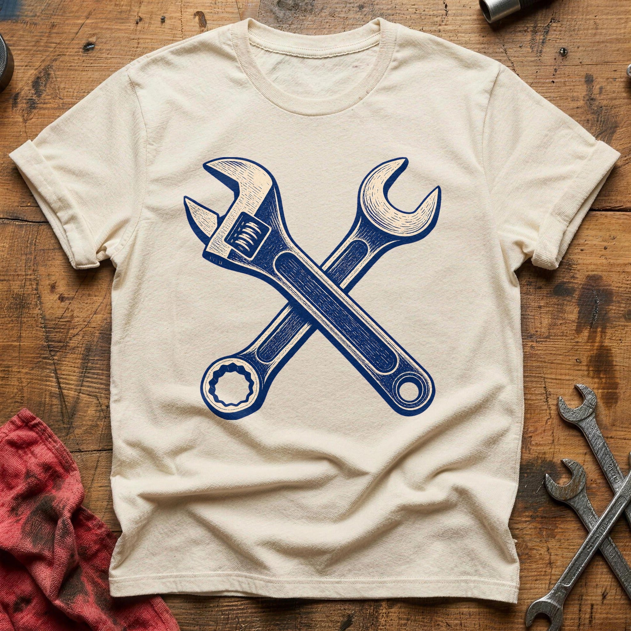 Two-Wrench Garage T-Shirt - Natural