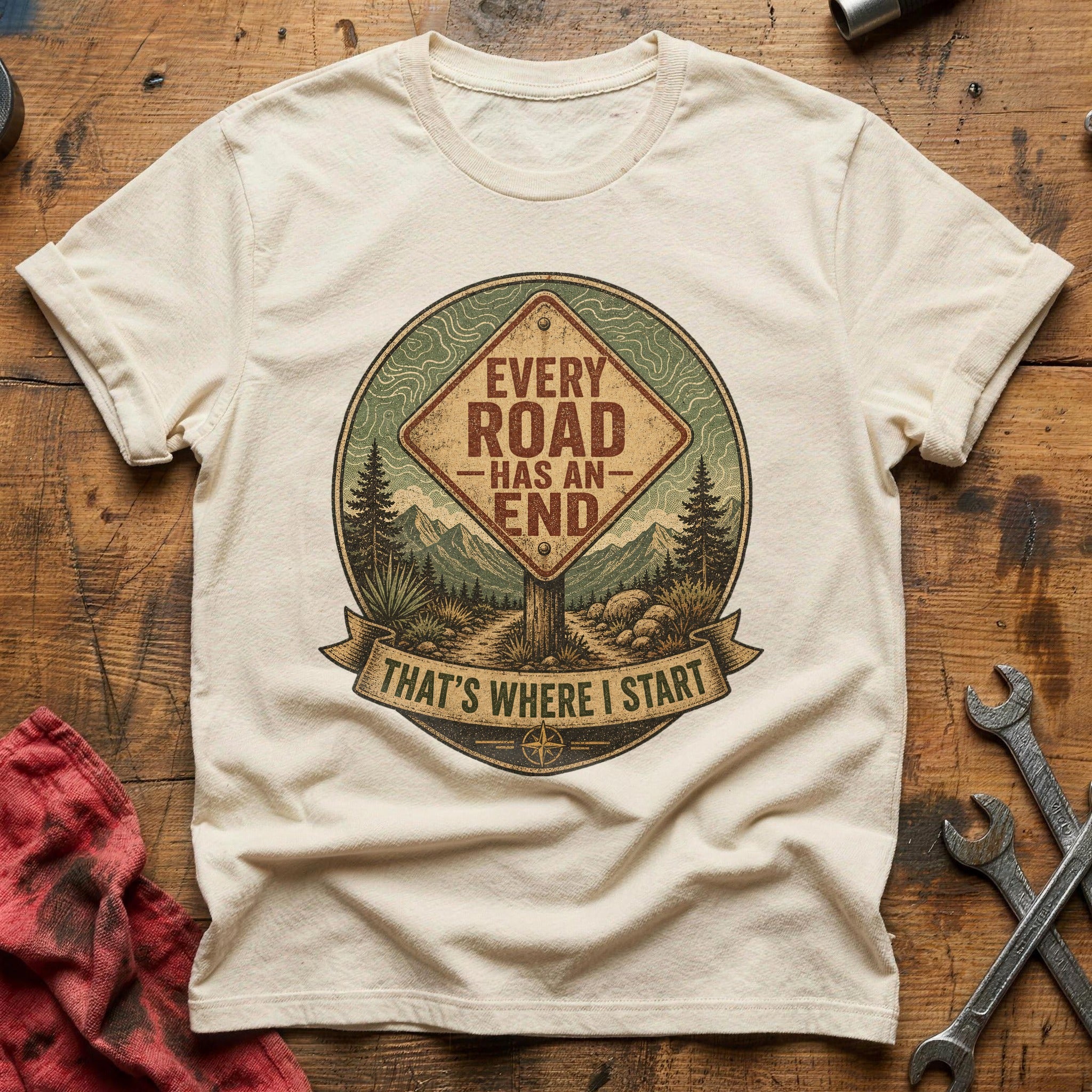 Where the Road Ends T-Shirt - Natural