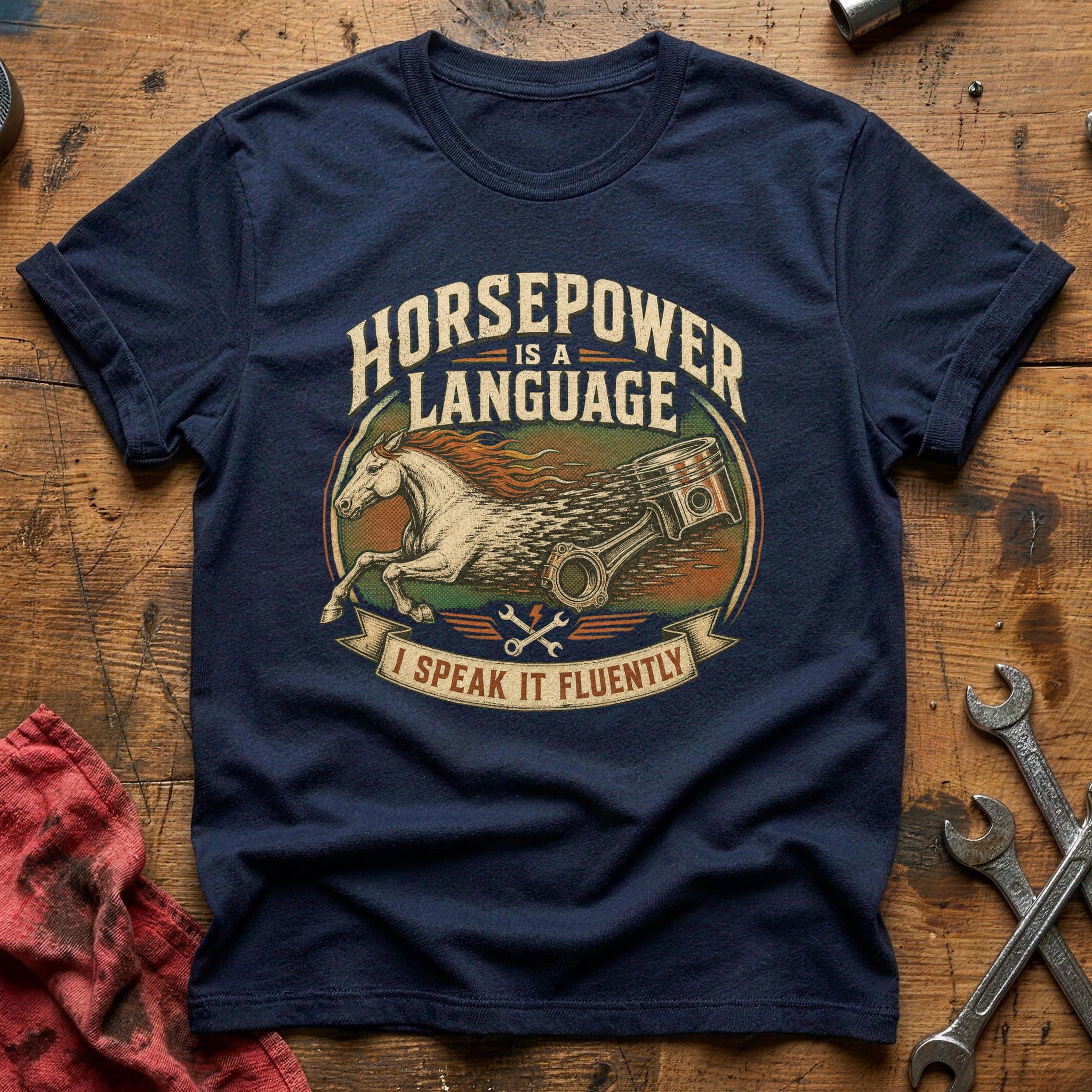 Horsepower is a Language T-Shirt - Navy
